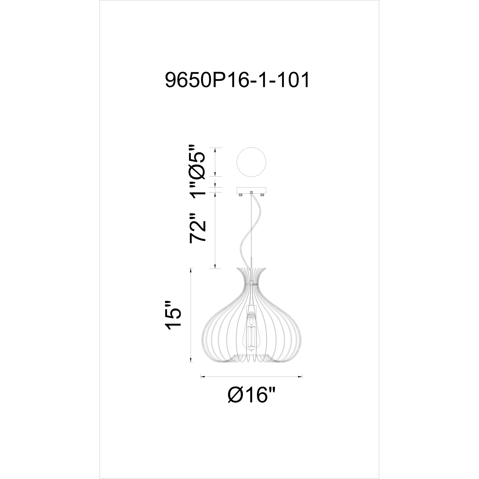 Darleen 1 Light 16in Rustic Black Down Pendant - CWI Lighting