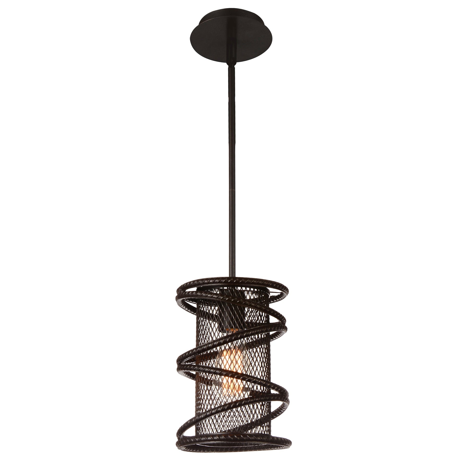 Darya 1 Light Down Mini Pendant With Brown Finish - CWI Lighting