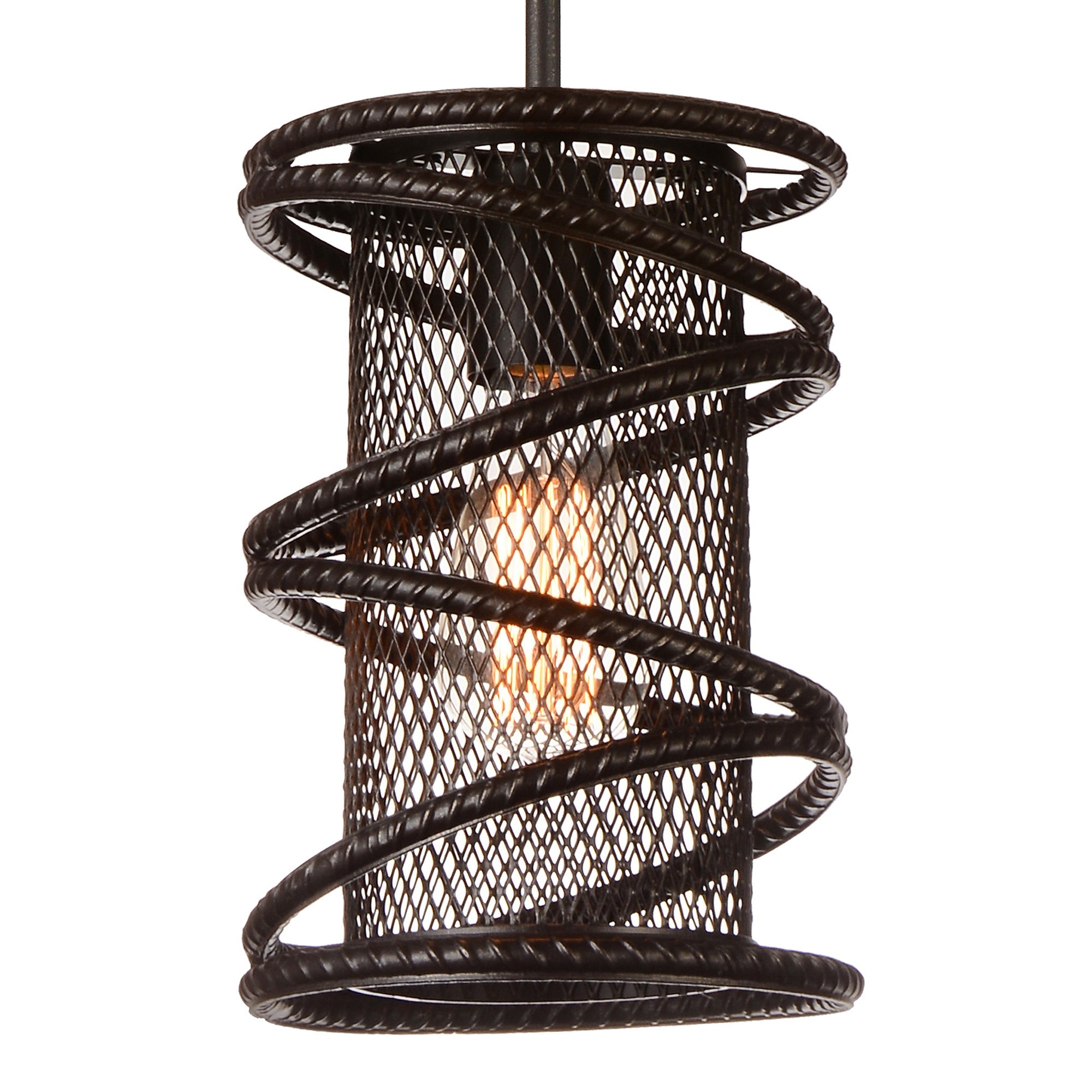 Darya 1 Light Down Mini Pendant With Brown Finish - CWI Lighting
