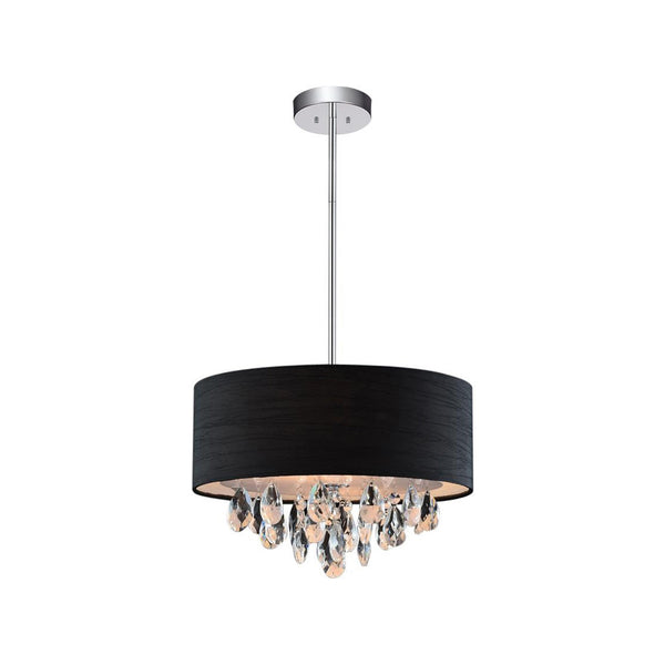 Dash 3 Light 14in Chrome Chandelier with Black Shade - CWI Lighting