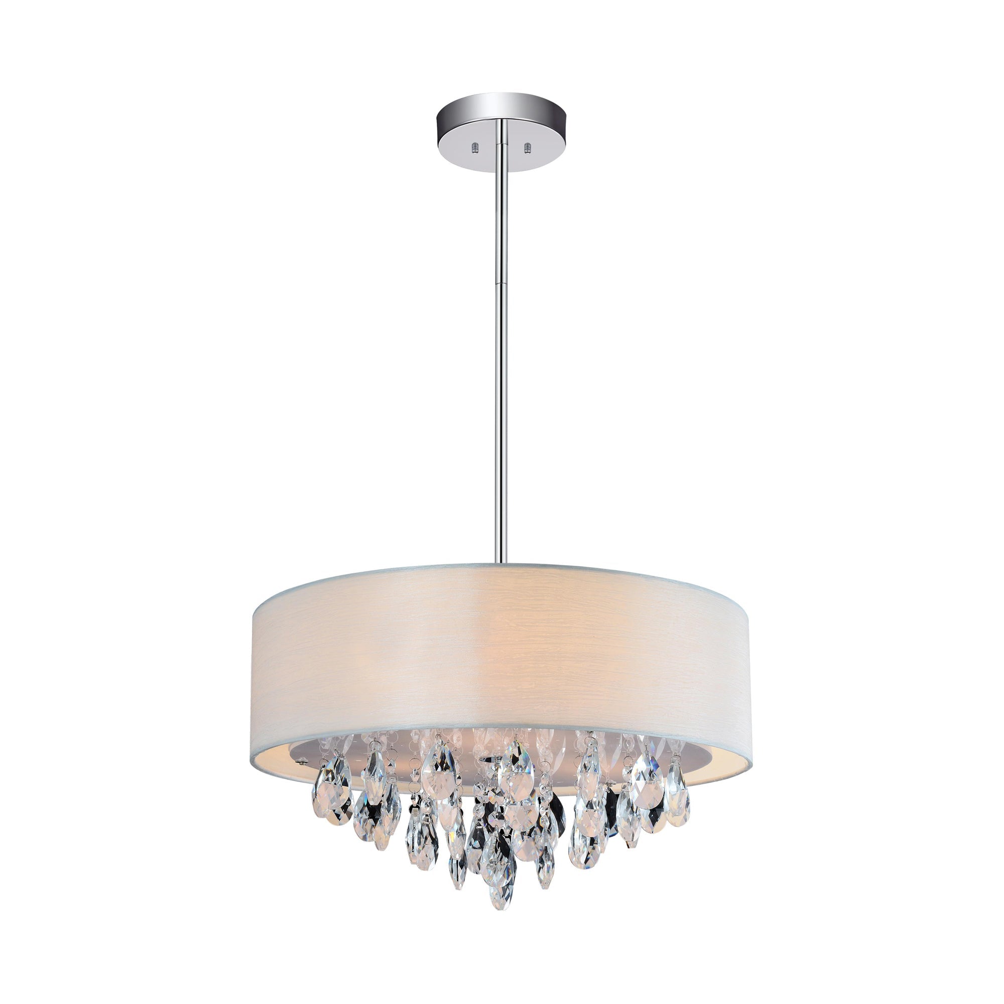 Dash 3 Light 14in Chrome Chandelier with Off White Shade - CWI Lighting