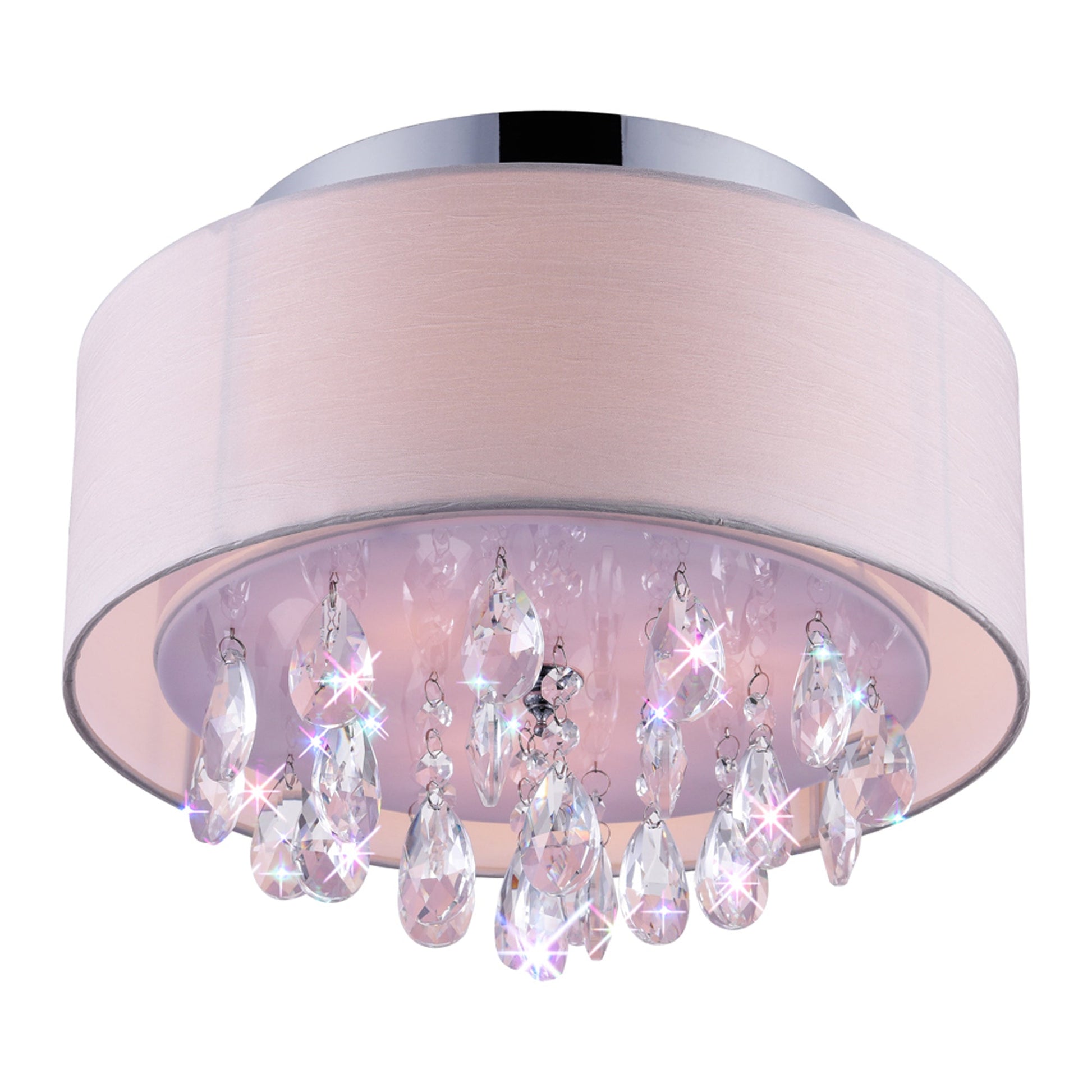 Dash 3 Light 14in Chrome Flush Mount with Off White Shade - CWI Lighting