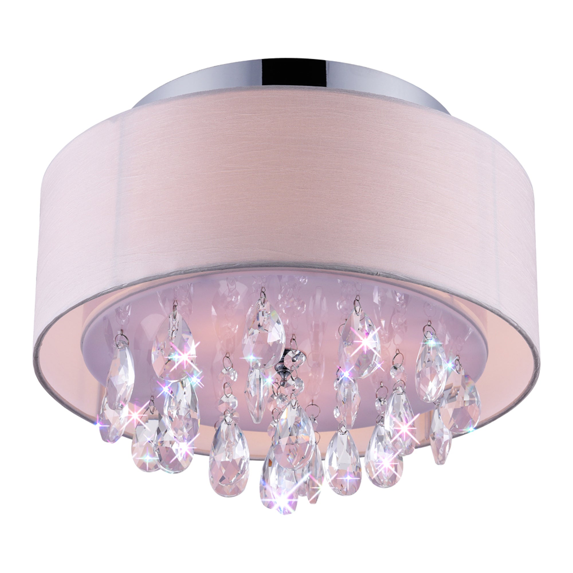 Dash 3 Light 14in Chrome Flush Mount with Off White Shade - CWI Lighting