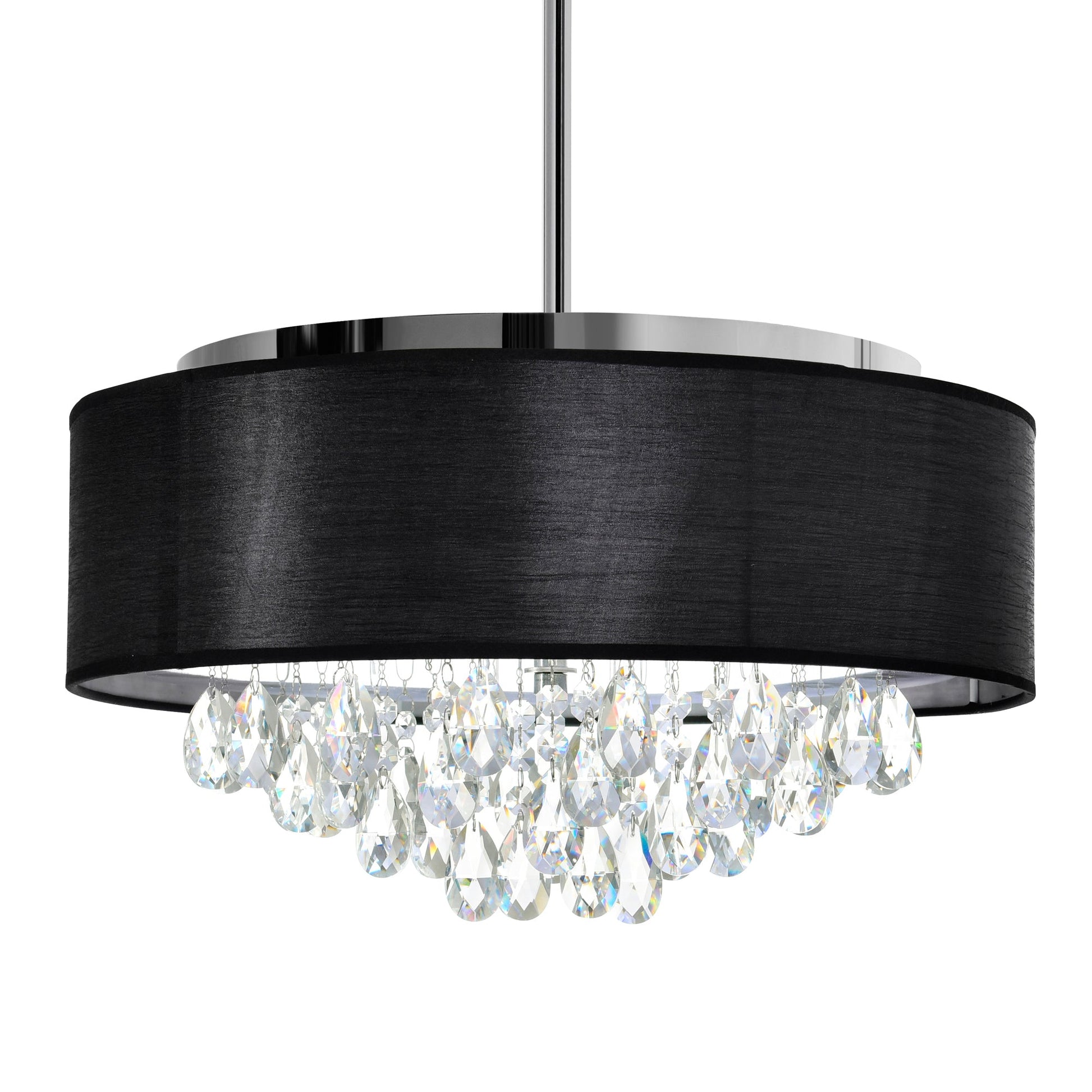 Dash 4 Light 18in Chrome Chandelier with Black Shade - CWI Lighting