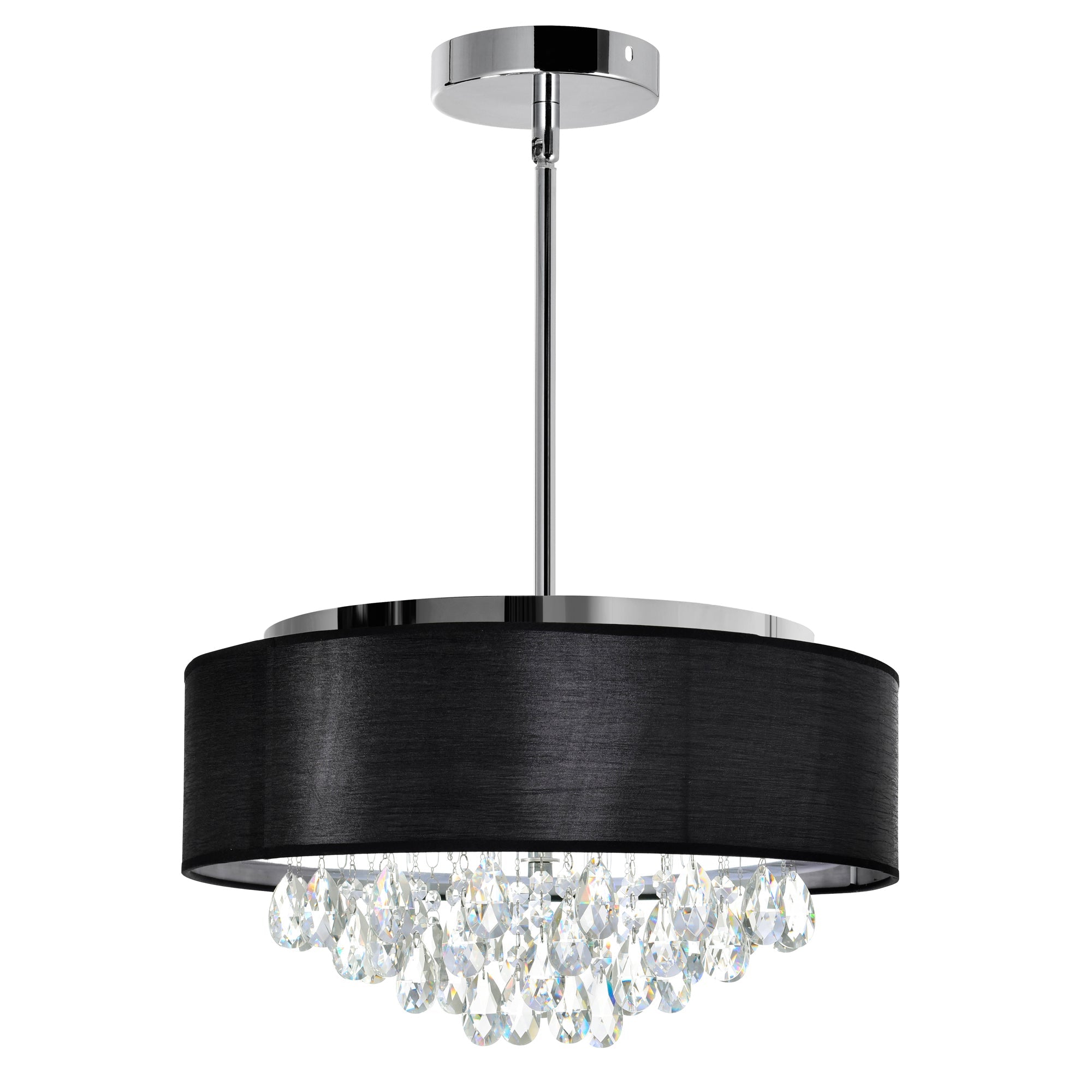 Dash 4 Light 18in Chrome Chandelier with Black Shade - CWI Lighting