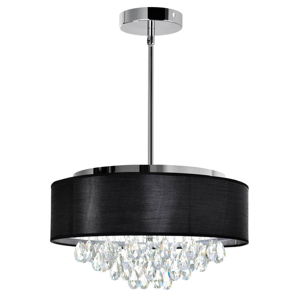 Dash 4 Light 18in Chrome Chandelier with Black Shade - CWI Lighting
