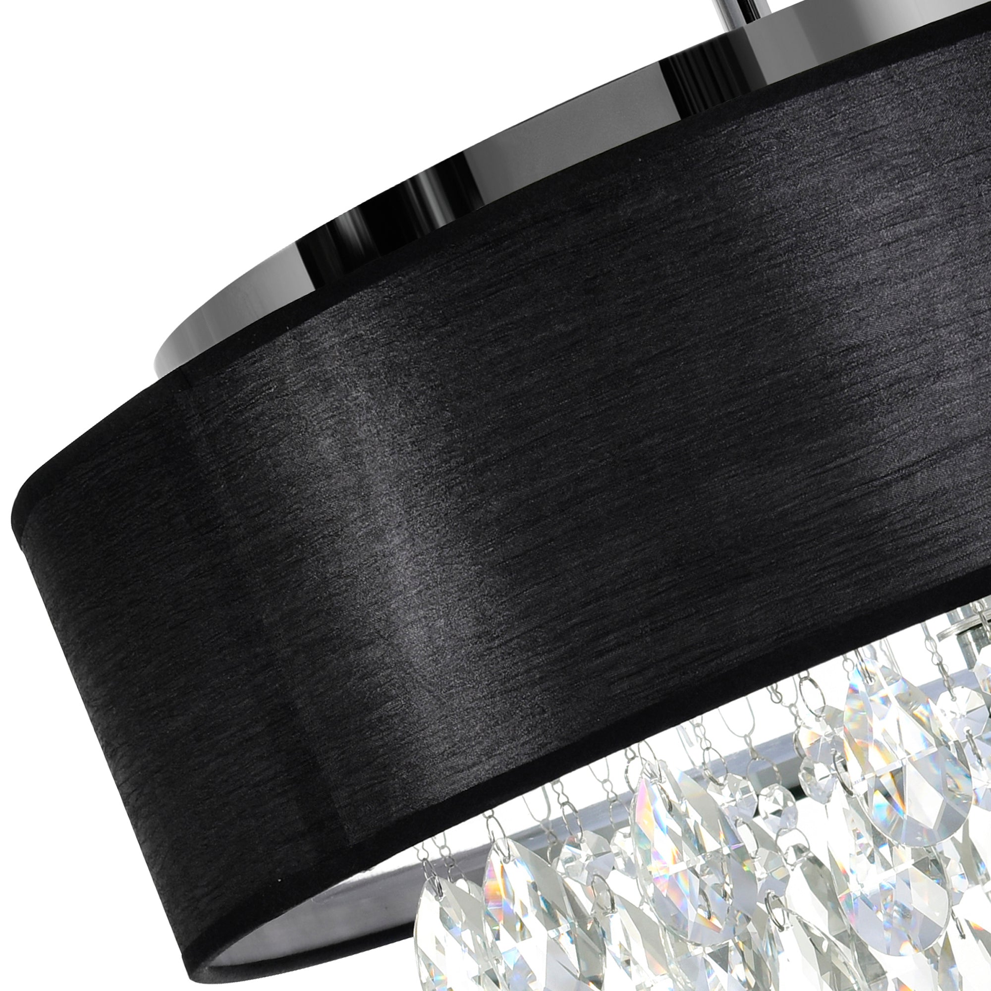 Dash 4 Light 18in Chrome Chandelier with Black Shade - CWI Lighting