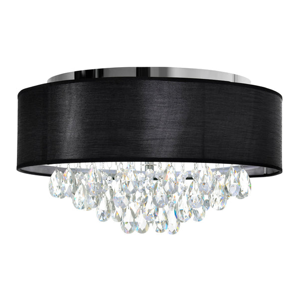 Dash 4 Light 18in Chrome Flush Mount with Black Shade - CWI Lighting