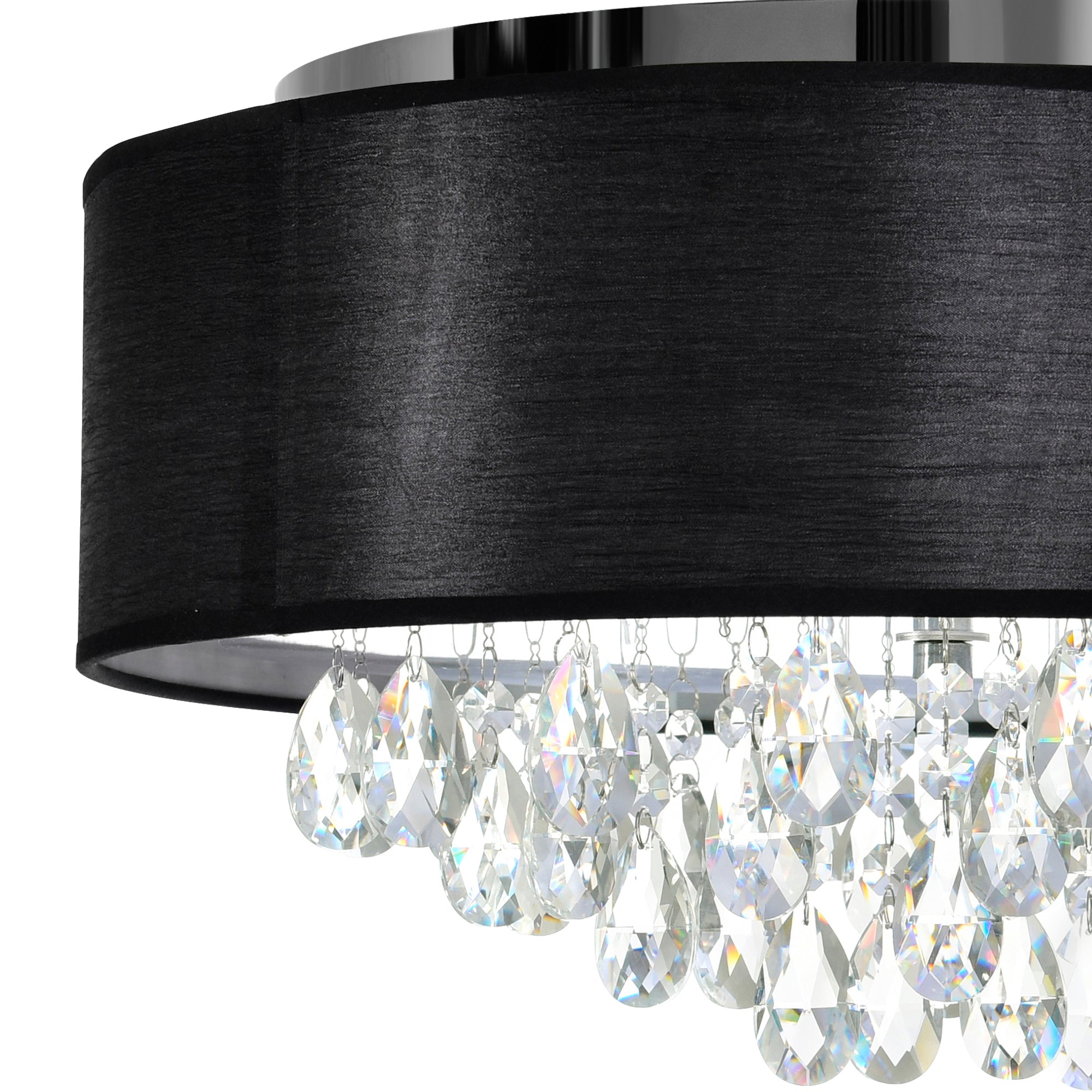 Dash 4 Light 18in Chrome Flush Mount with Black Shade - CWI Lighting