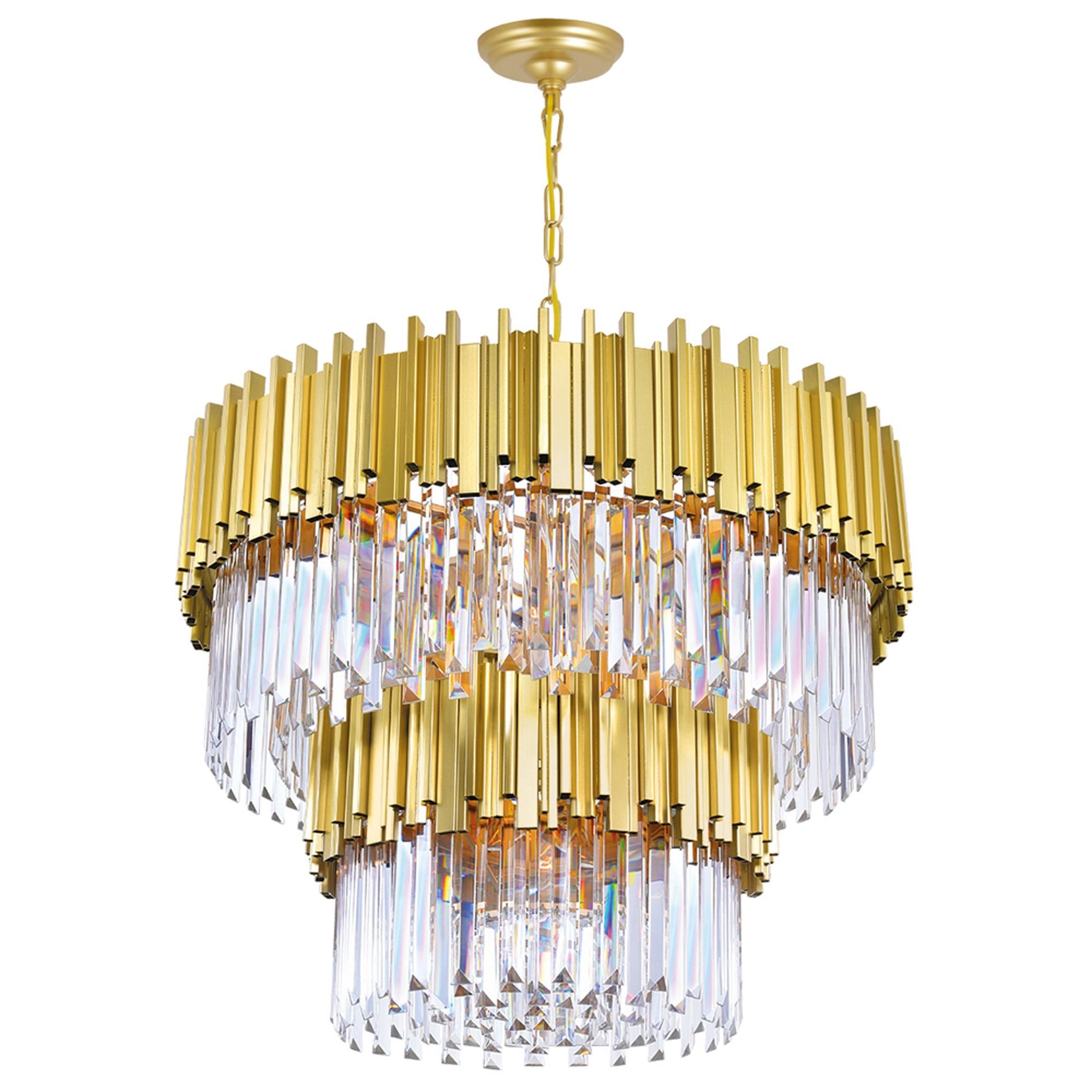 Deco 12 Light Medallion Gold Down Chandelier - CWI Lighting