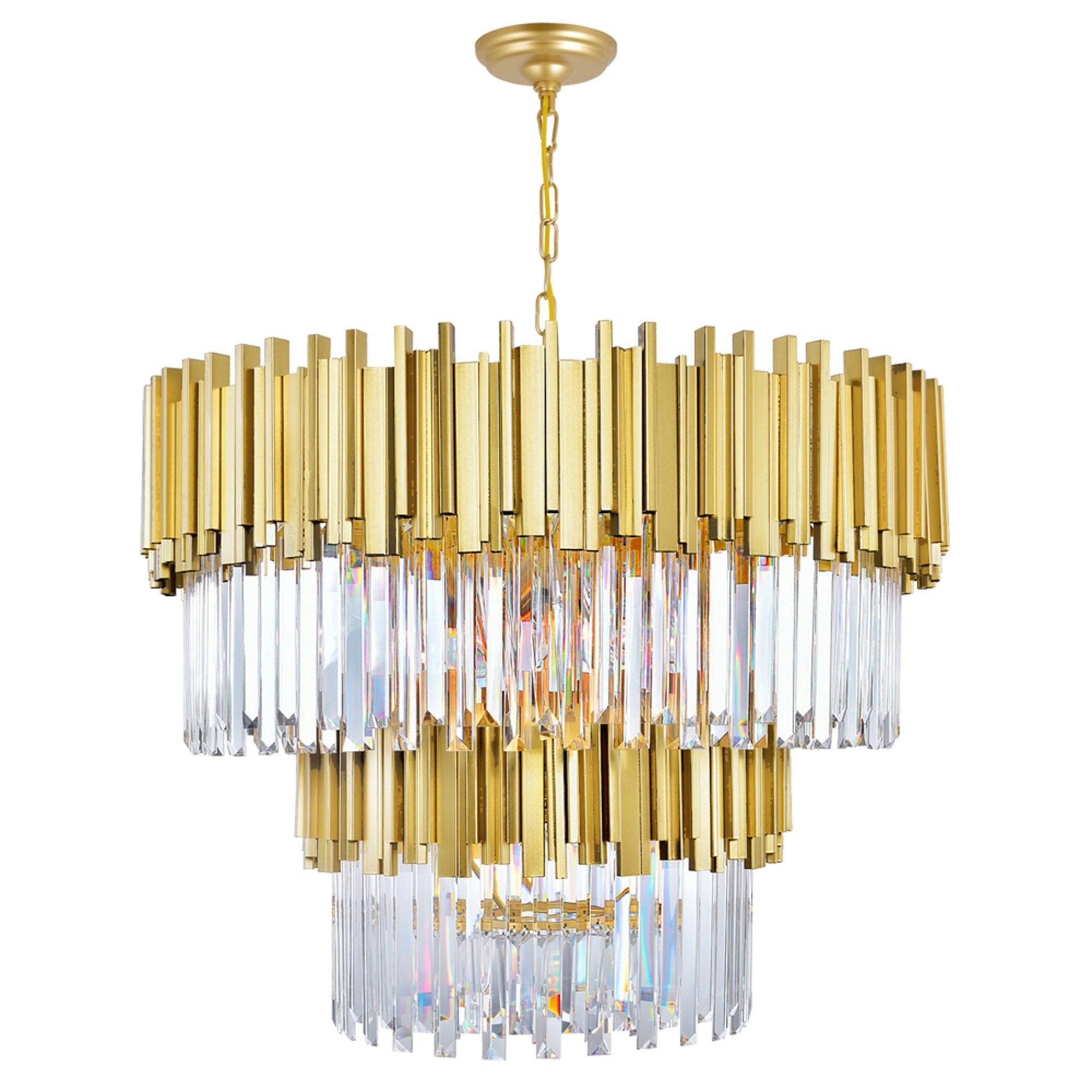 Deco 12 Light Medallion Gold Down Chandelier - CWI Lighting
