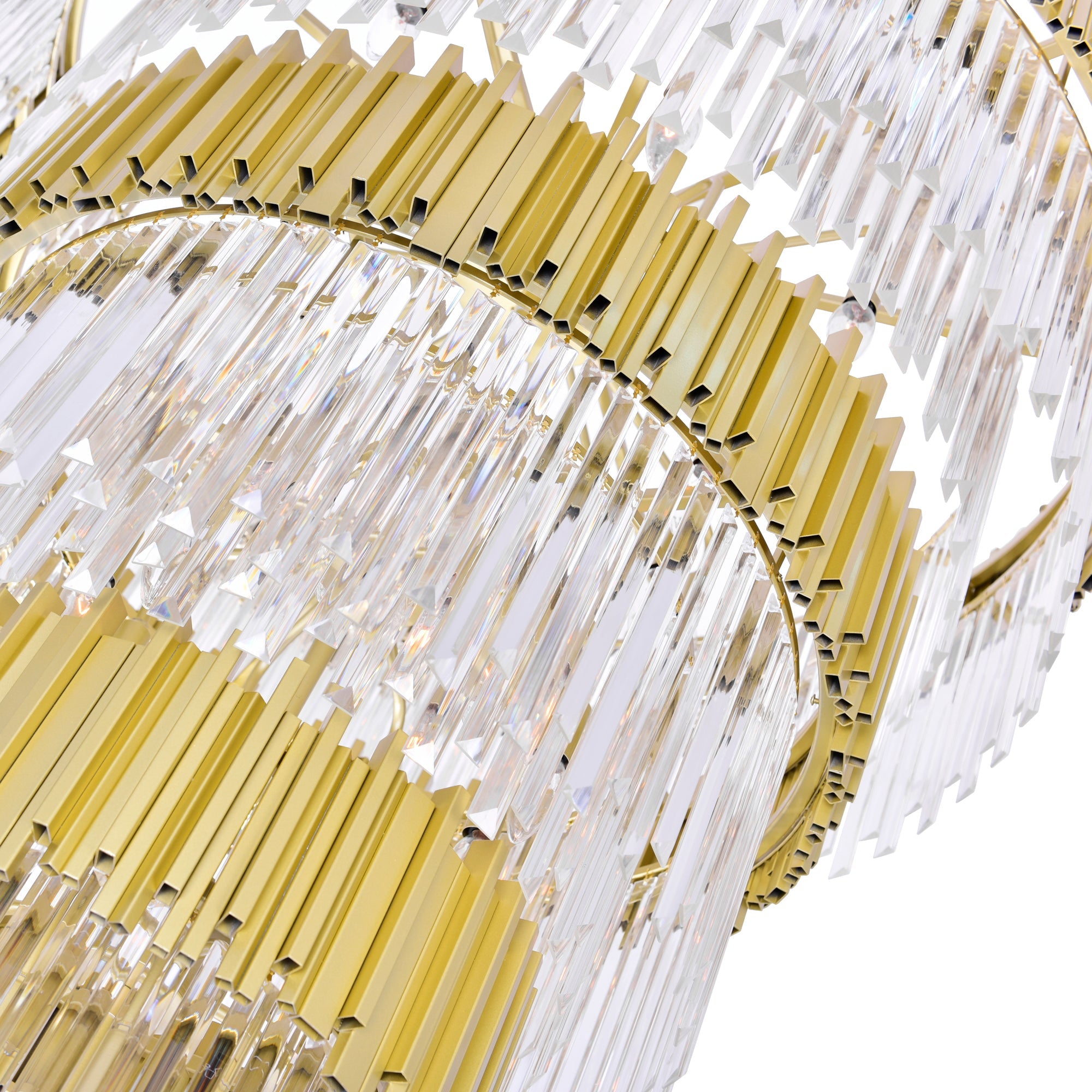 Deco 34 Light Medallion Gold Down Chandelier - CWI Lighting