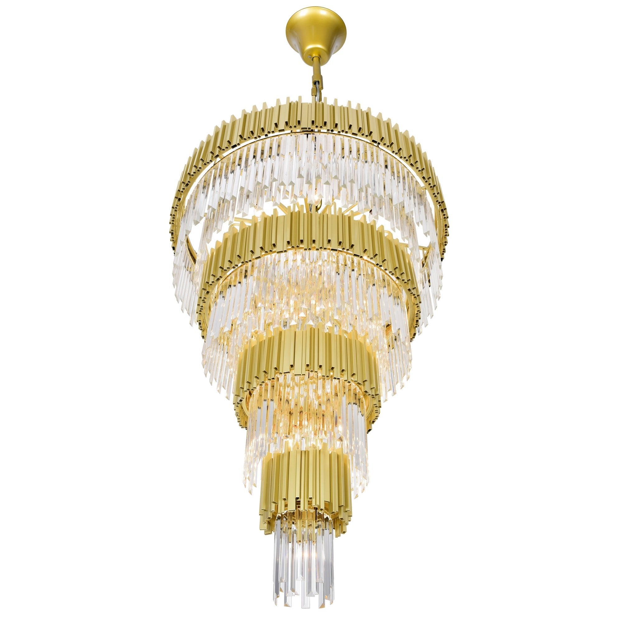 Deco 34 Light Medallion Gold Down Chandelier - CWI Lighting