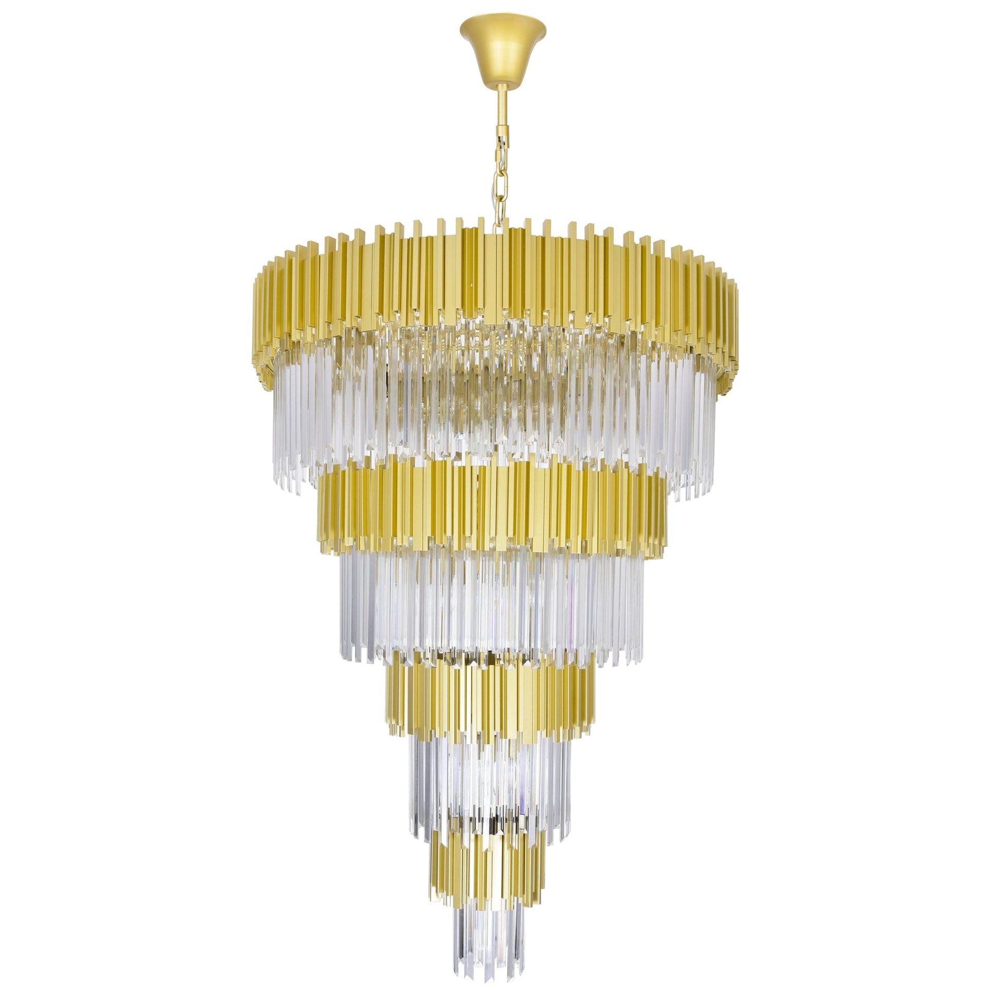 Deco 34 Light Medallion Gold Down Chandelier - CWI Lighting