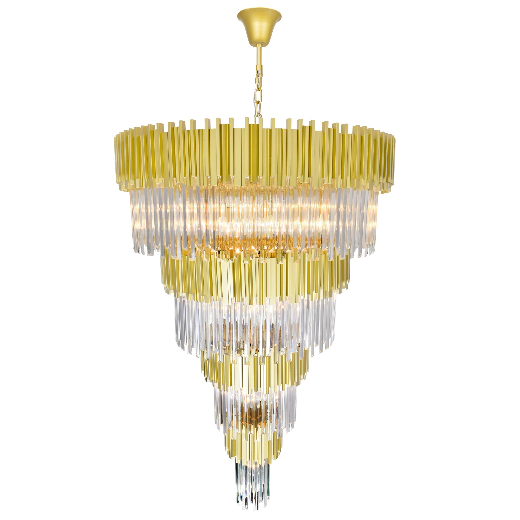 Deco 34 Light Medallion Gold Down Chandelier - CWI Lighting