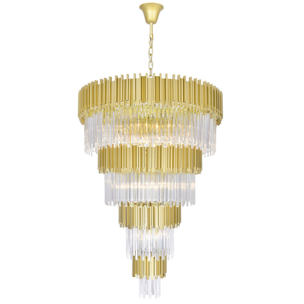 Deco 34 Light Medallion Gold Down Chandelier - CWI Lighting