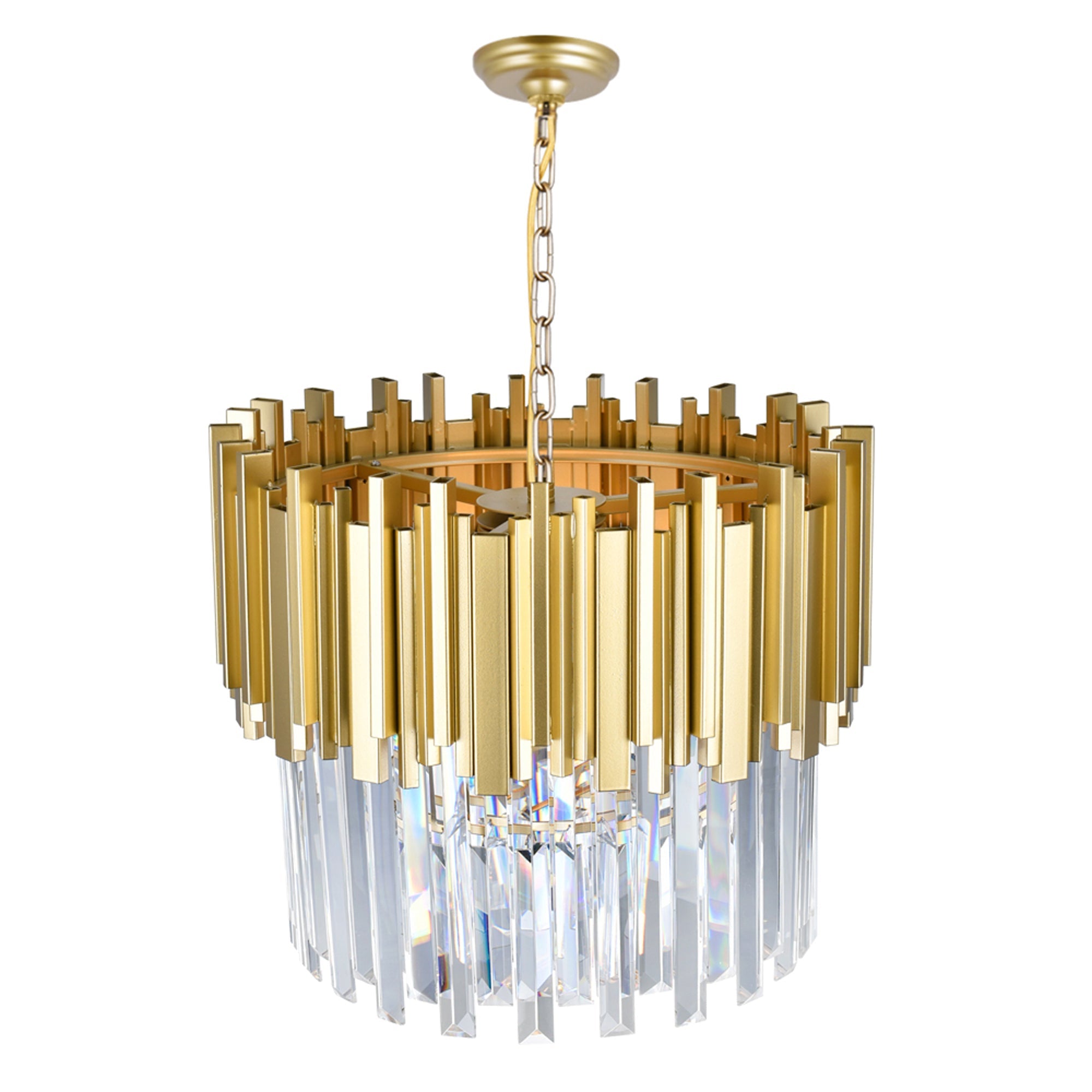Deco 4 Light Medallion Gold Down Chandelier - CWI Lighting