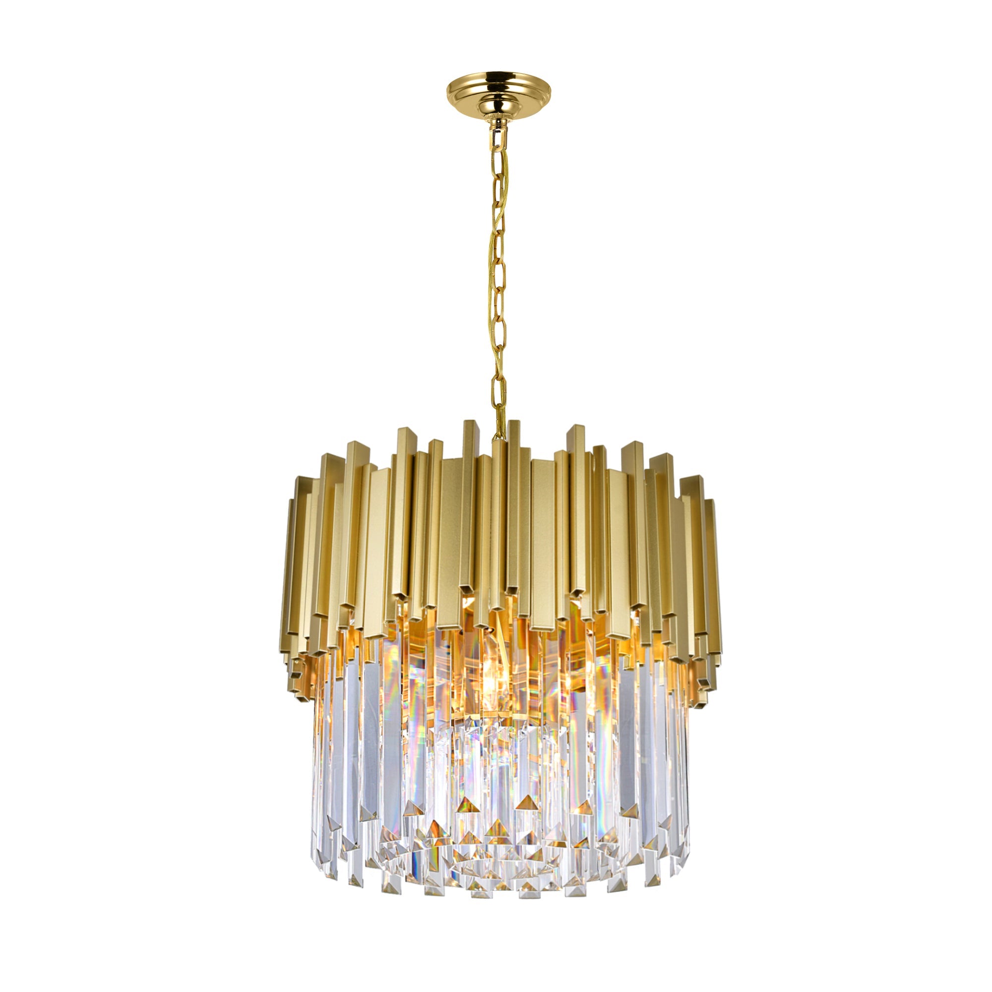 Deco 4 Light Medallion Gold Down Chandelier - CWI Lighting