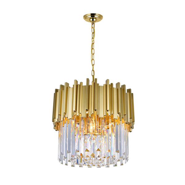 Deco 4 Light Medallion Gold Down Chandelier - CWI Lighting
