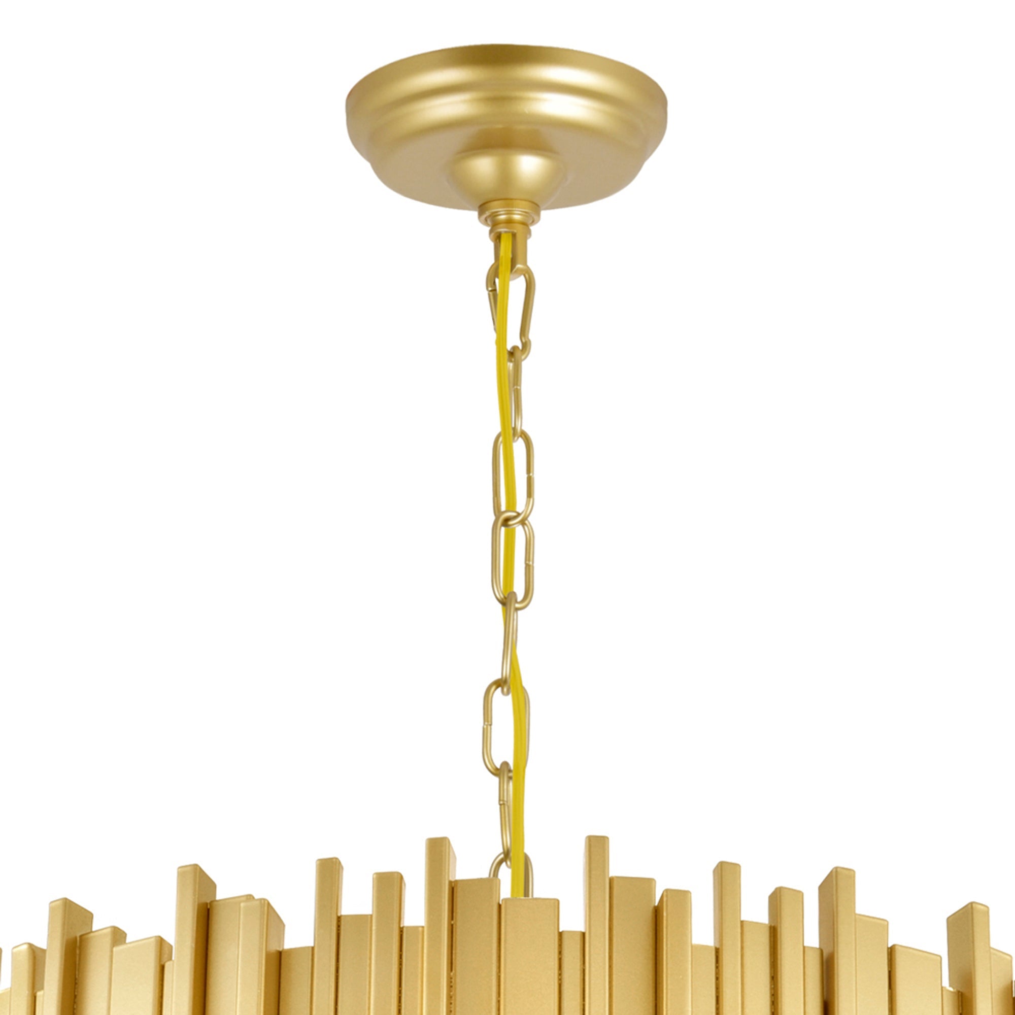 Deco 7 Light Medallion Gold Down Chandelier - CWI Lighting