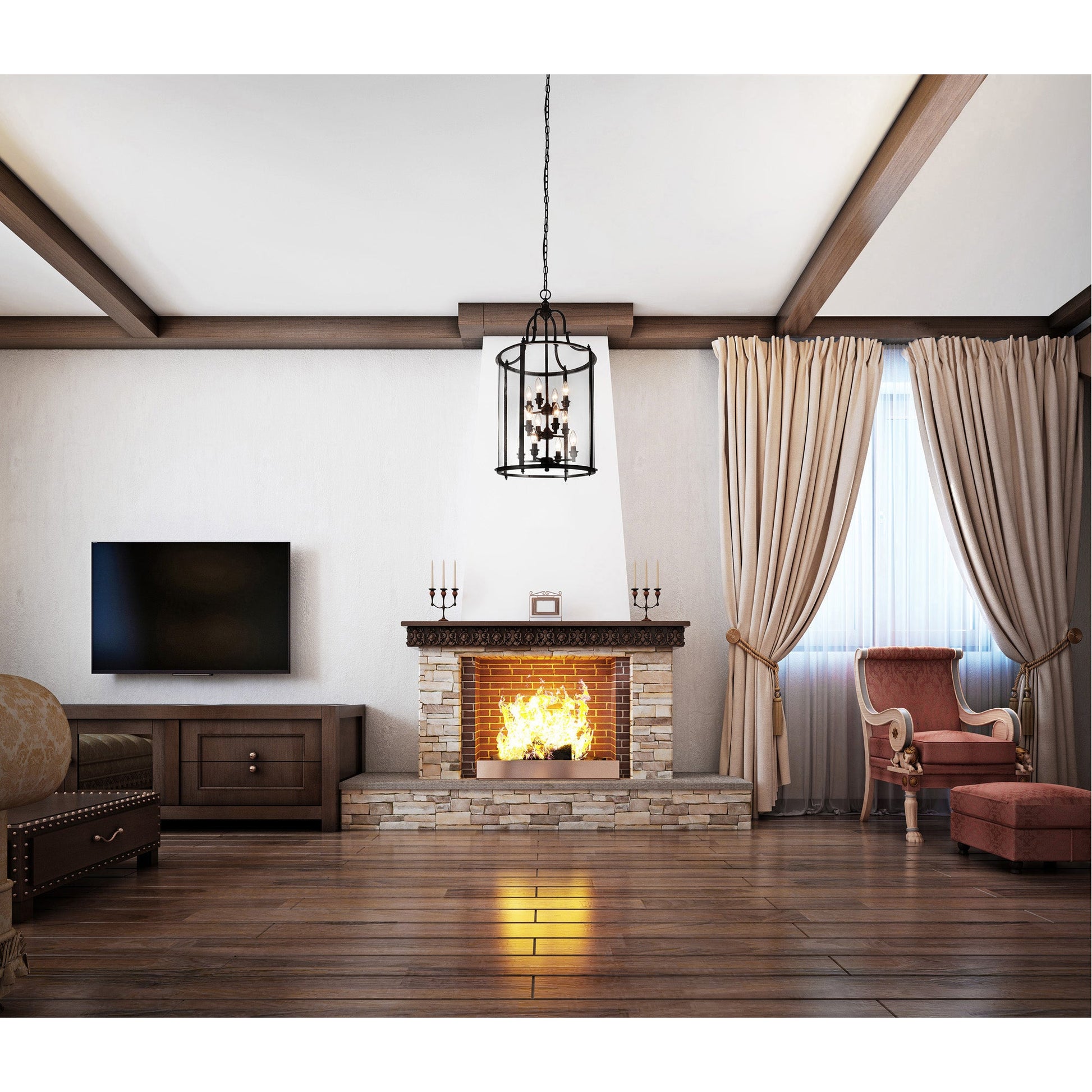 Desire 12 Light Oil Rubbed Bronze Drum Shade Chandelier - CWI Lighting