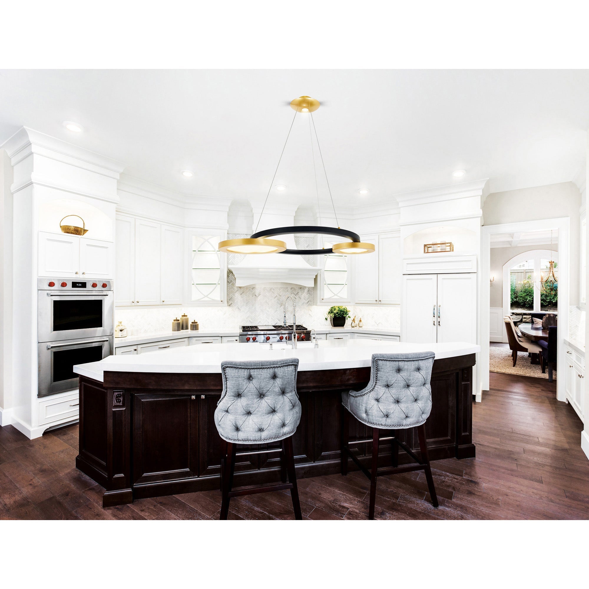 Deux Lunes Integrated LED 20in Sun Gold & Black Chandelier - CWI Lighting