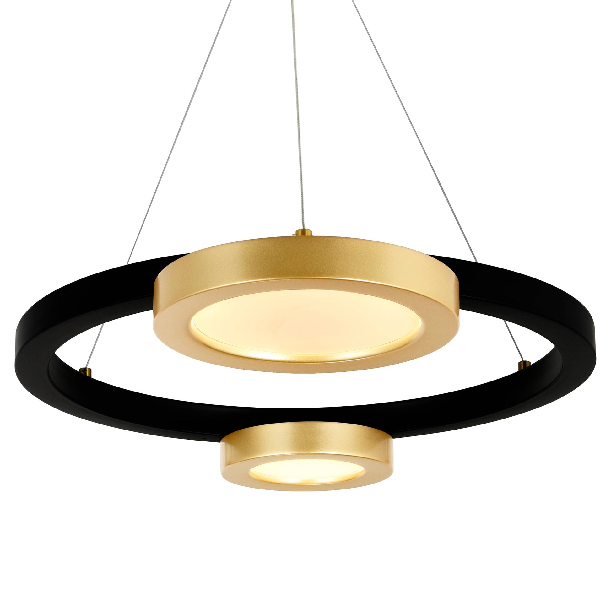 Deux Lunes Integrated LED 20in Sun Gold & Black Chandelier - CWI Lighting