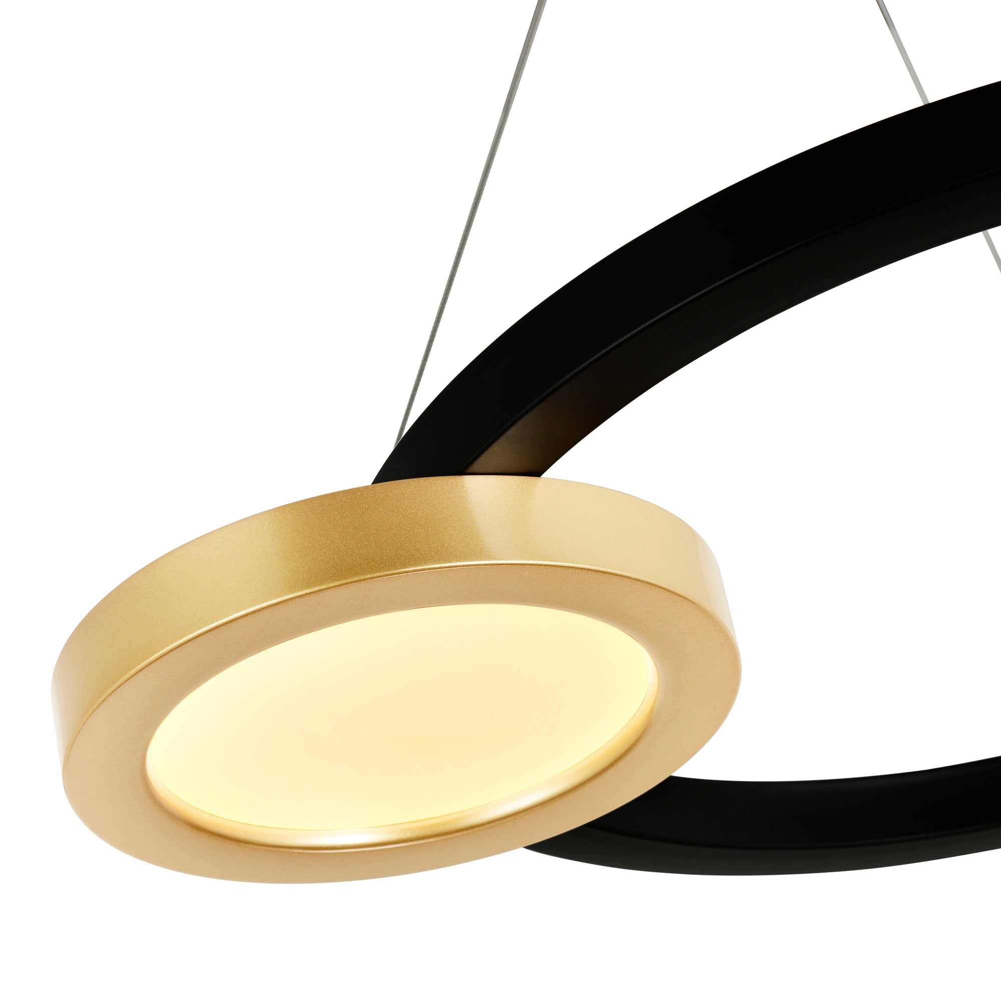 Deux Lunes Integrated LED 20in Sun Gold & Black Chandelier - CWI Lighting