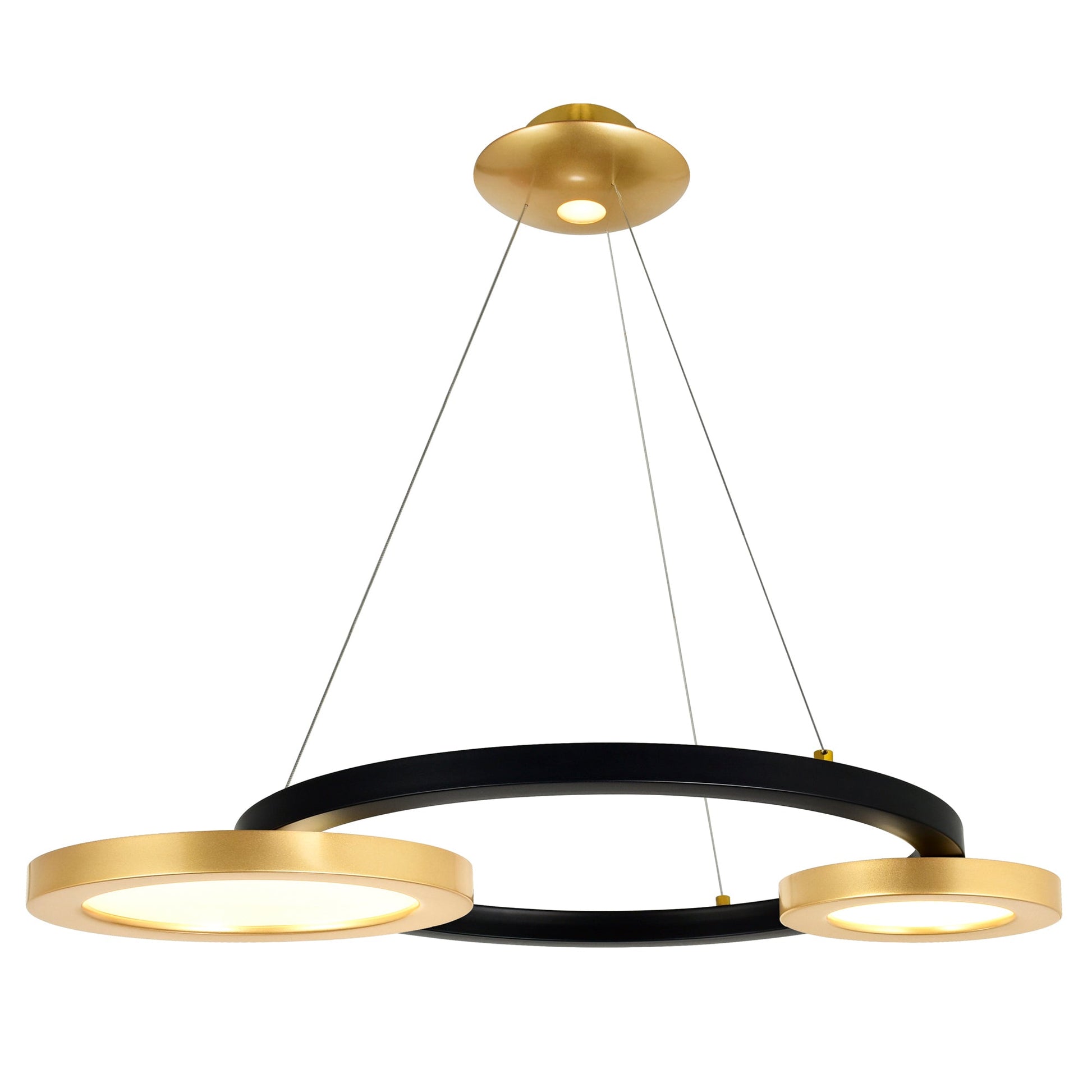 Deux Lunes Integrated LED 29in Sun Gold & Black Chandelier - CWI Lighting