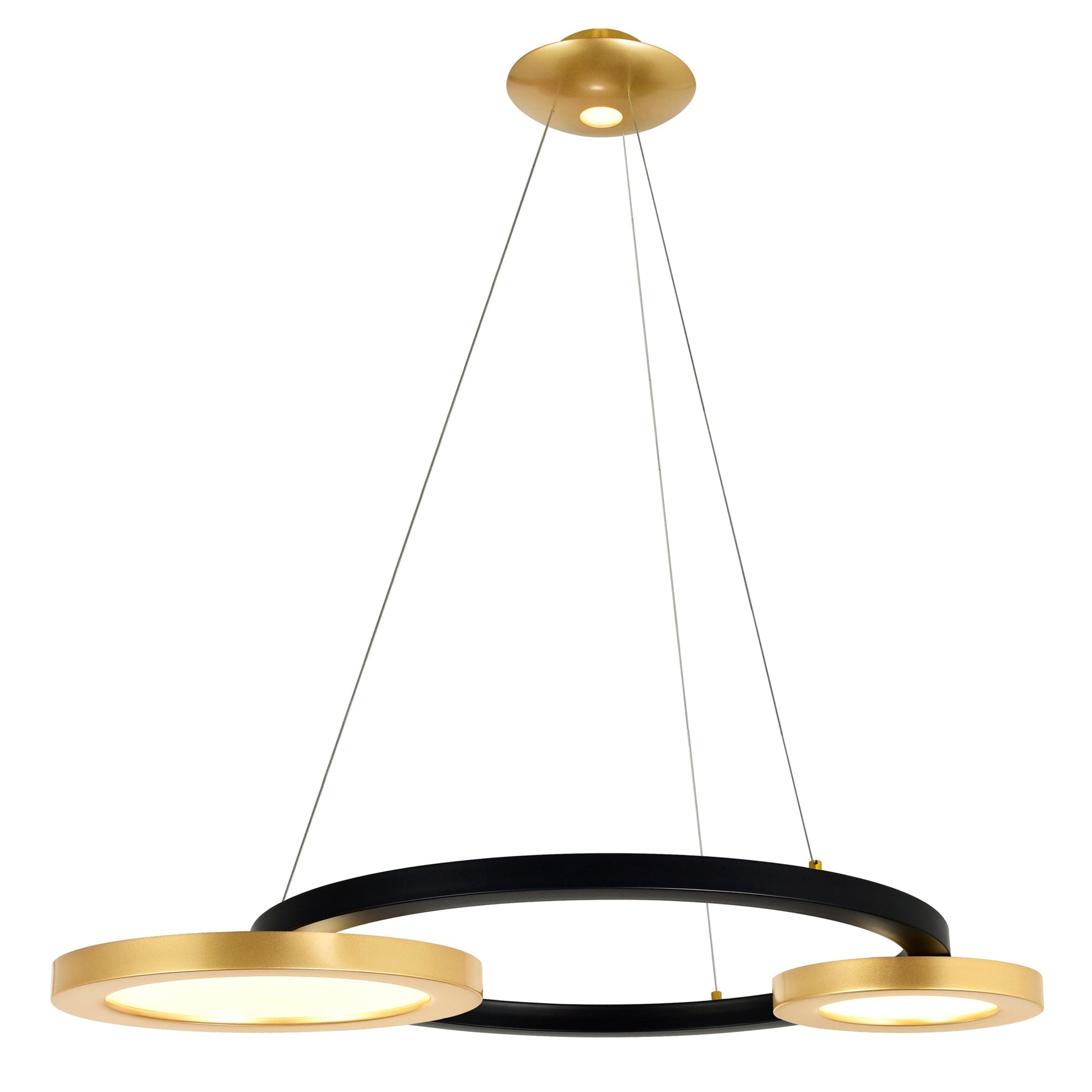 Deux Lunes Integrated LED 37in Sun Gold & Black Chandelier - CWI Lighting