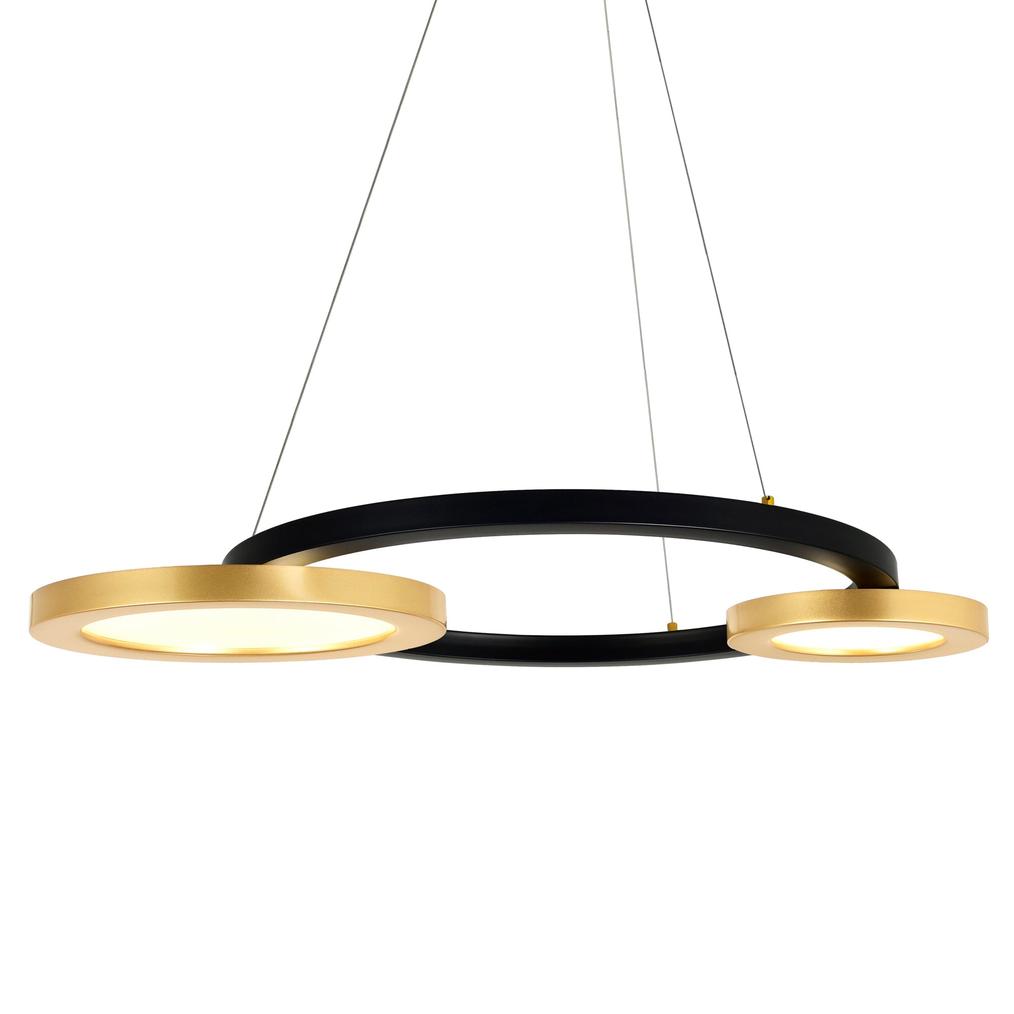 Deux Lunes Integrated LED 37in Sun Gold & Black Chandelier - CWI Lighting