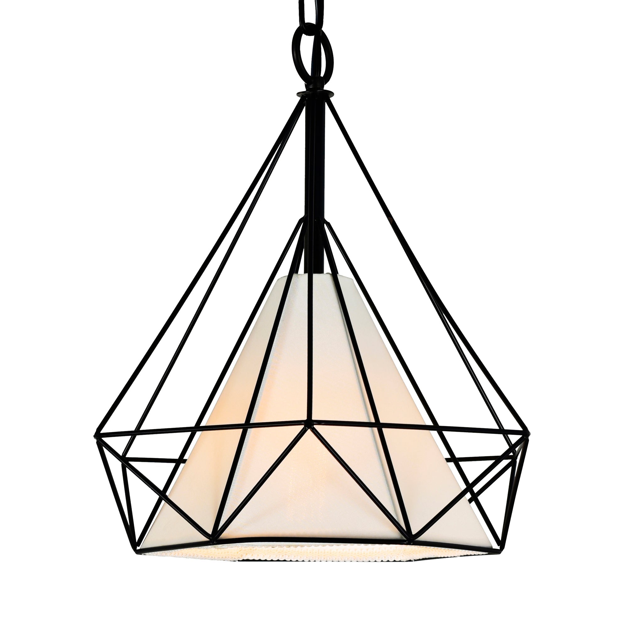 Diamond 1 Light 15in Black Down Pendant - CWI Lighting