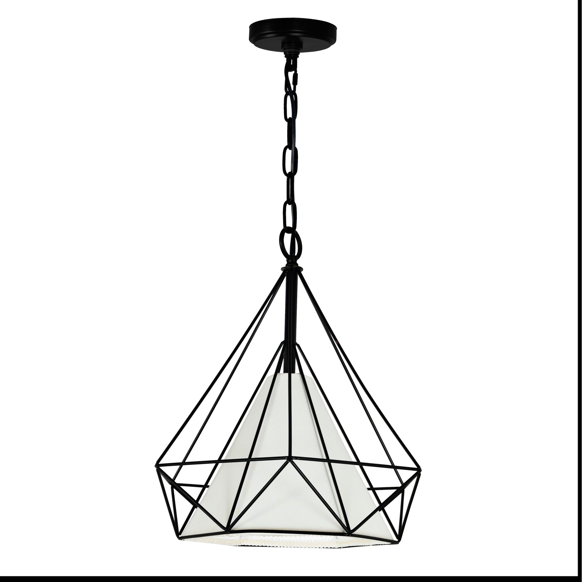 Diamond 1 Light 15in Black Down Pendant - CWI Lighting