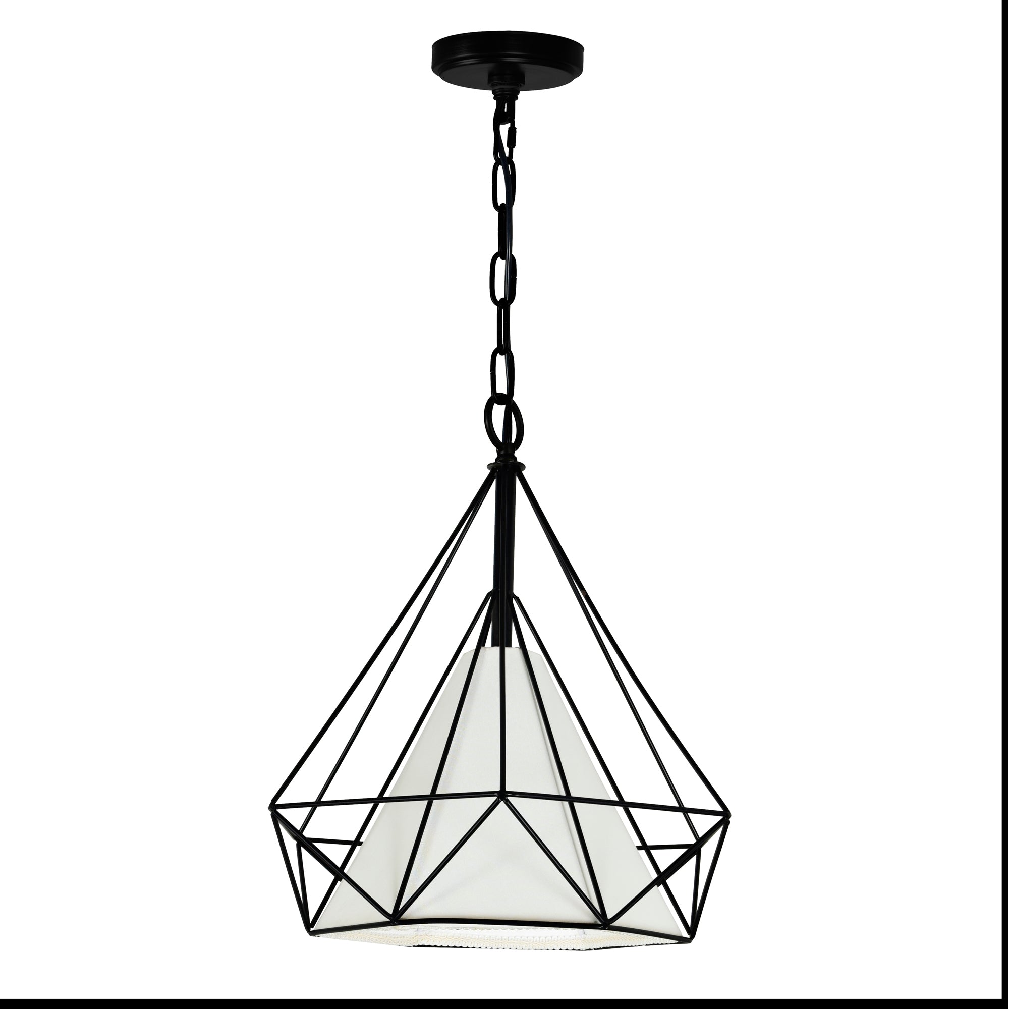 Diamond 1 Light 15in Black Down Pendant - CWI Lighting