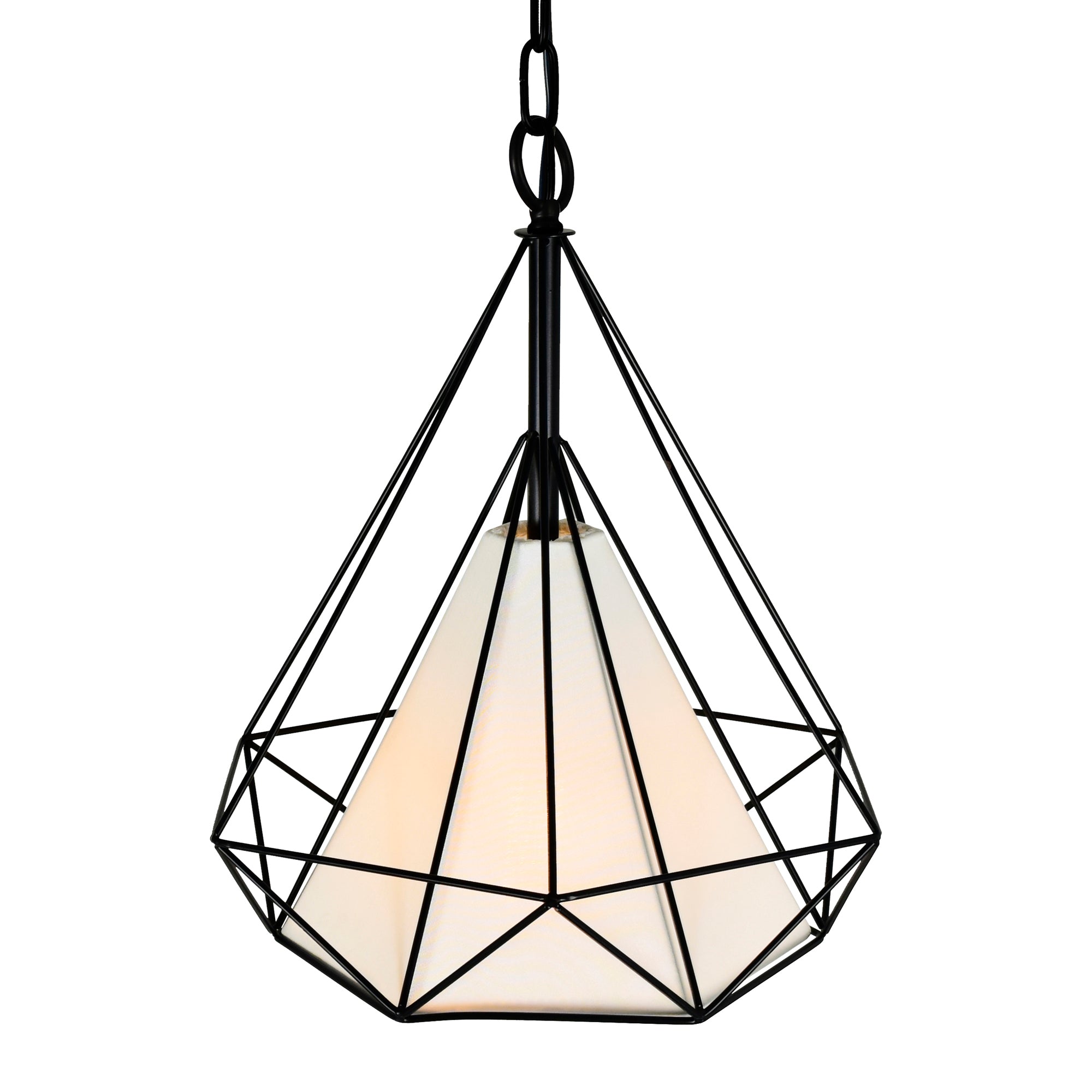 Diamond 1 Light 15in Black Down Pendant - CWI Lighting