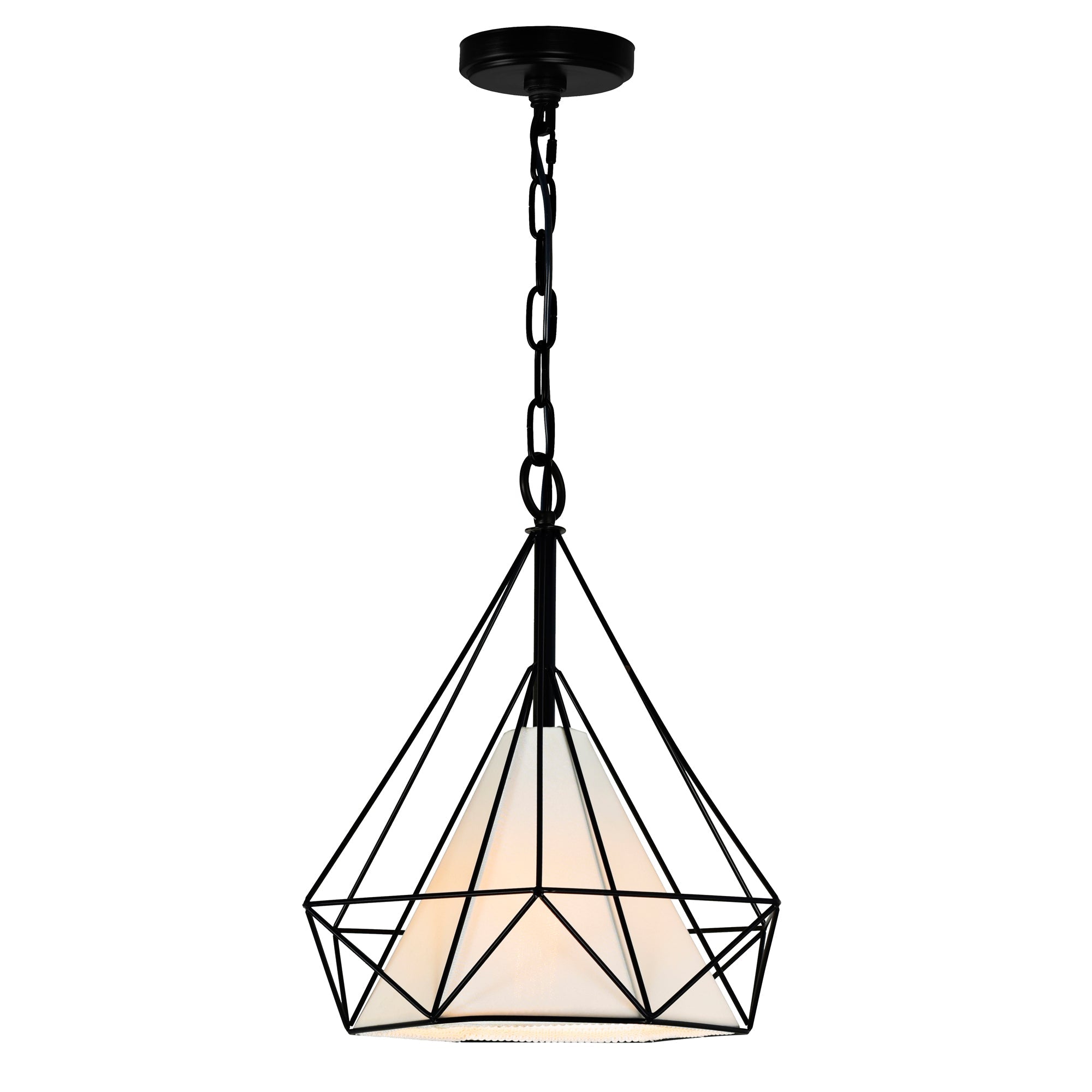 Diamond 1 Light 15in Black Down Pendant - CWI Lighting