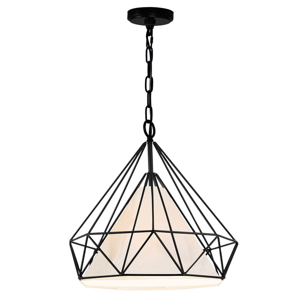 Diamond 1 Light 20in Black Down Pendant - CWI Lighting