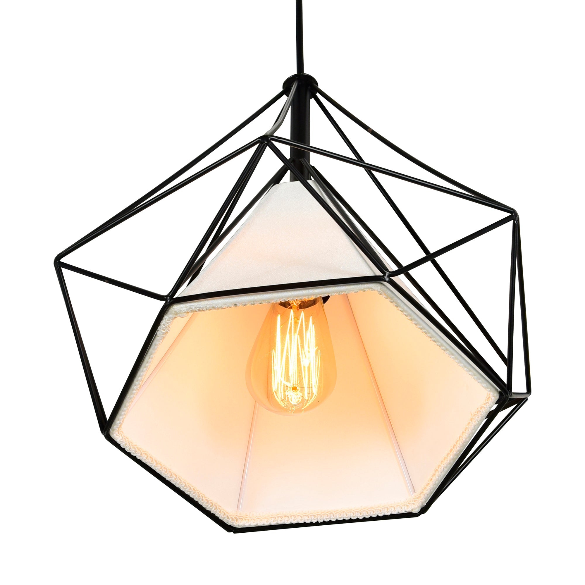 Diamond 1 Light 20in Black Down Pendant - CWI Lighting