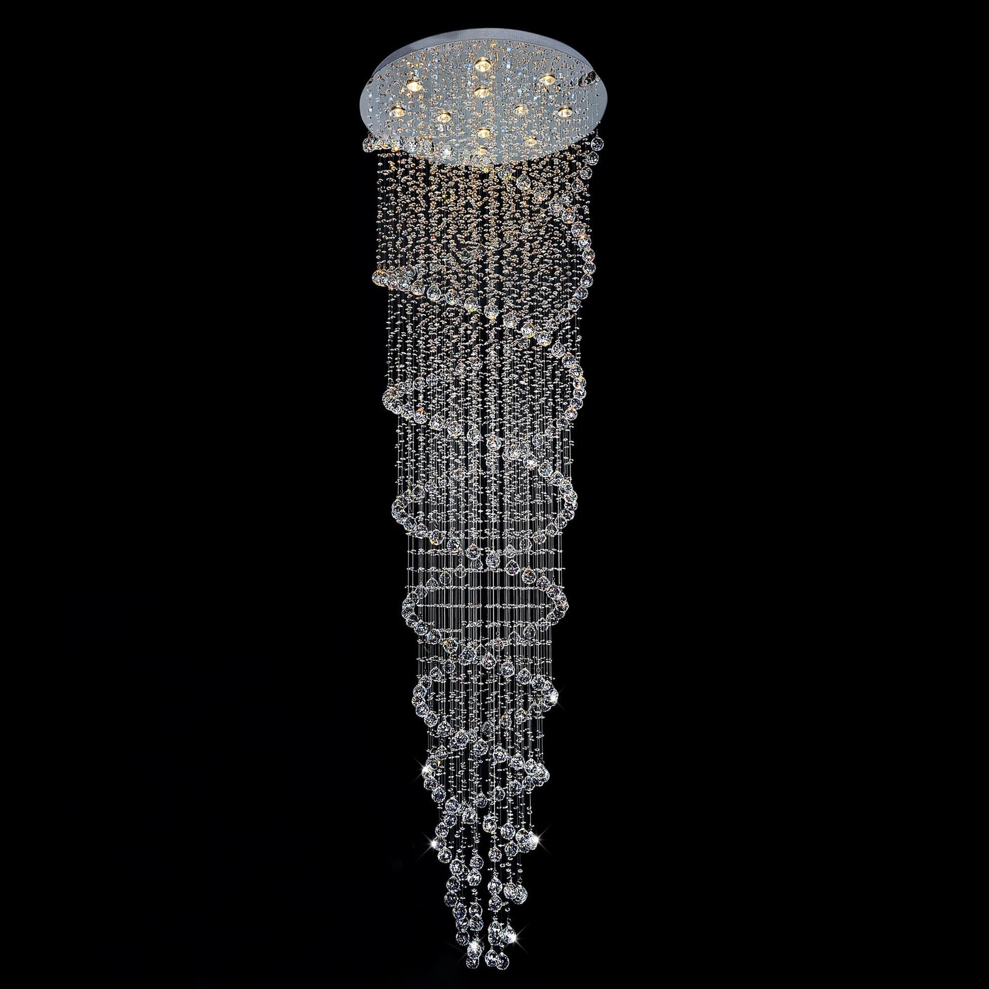 Double Spiral 12 Light 32in Chrome Chandelier - CWI Lighting