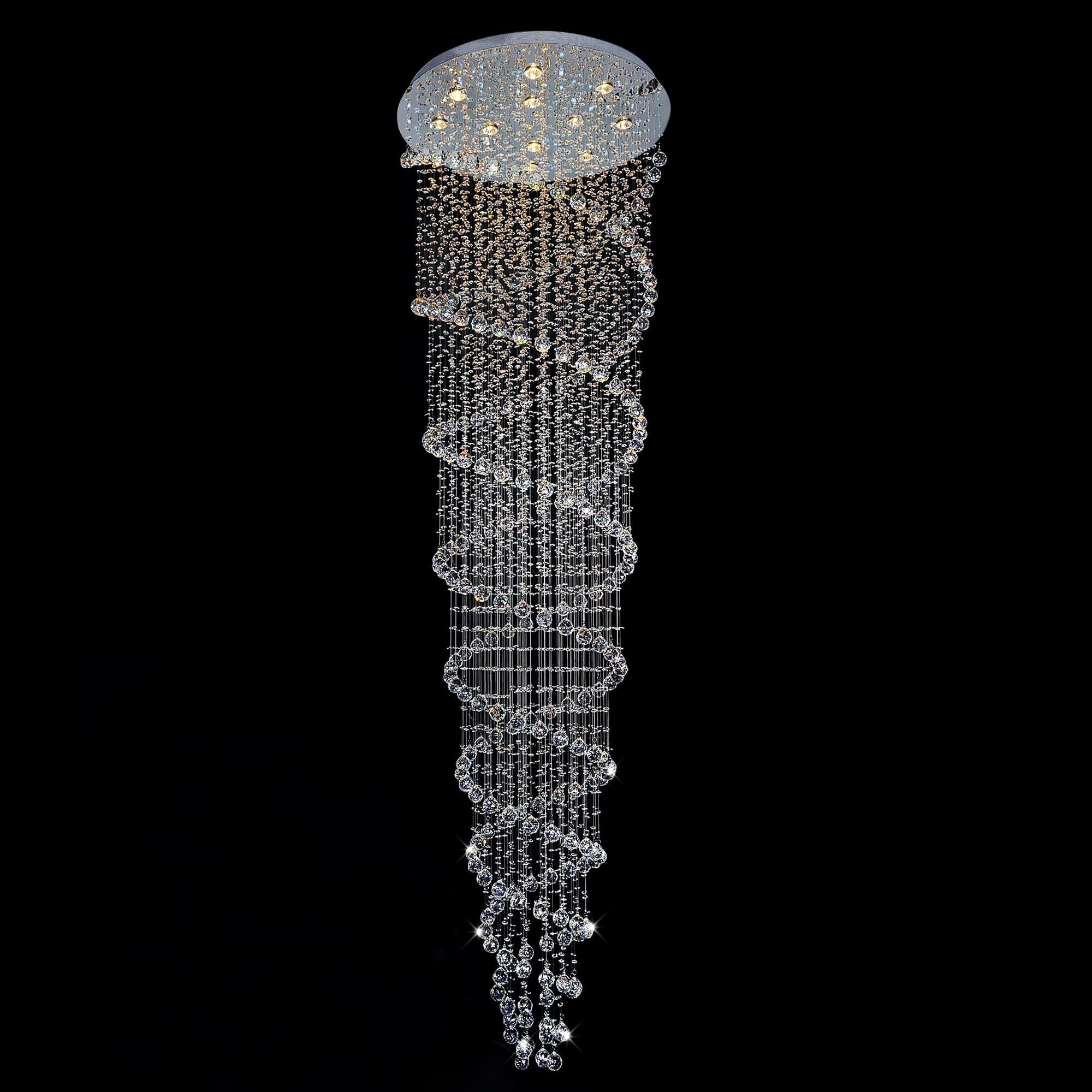 Double Spiral 12 Light 32in Chrome Chandelier - CWI Lighting