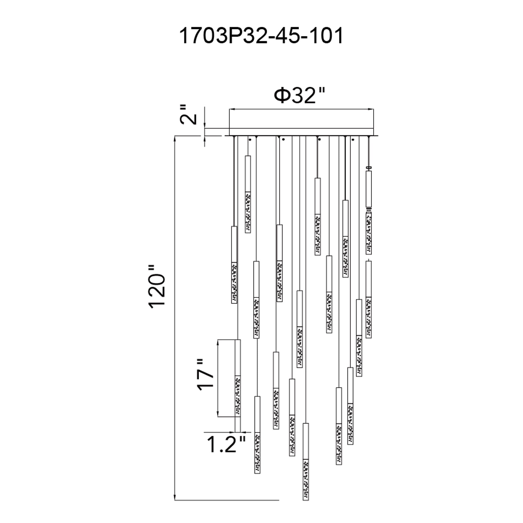 Dragonswatch Integrated LED 32in 45 Pendant Black Chandelier - CWI Lighting