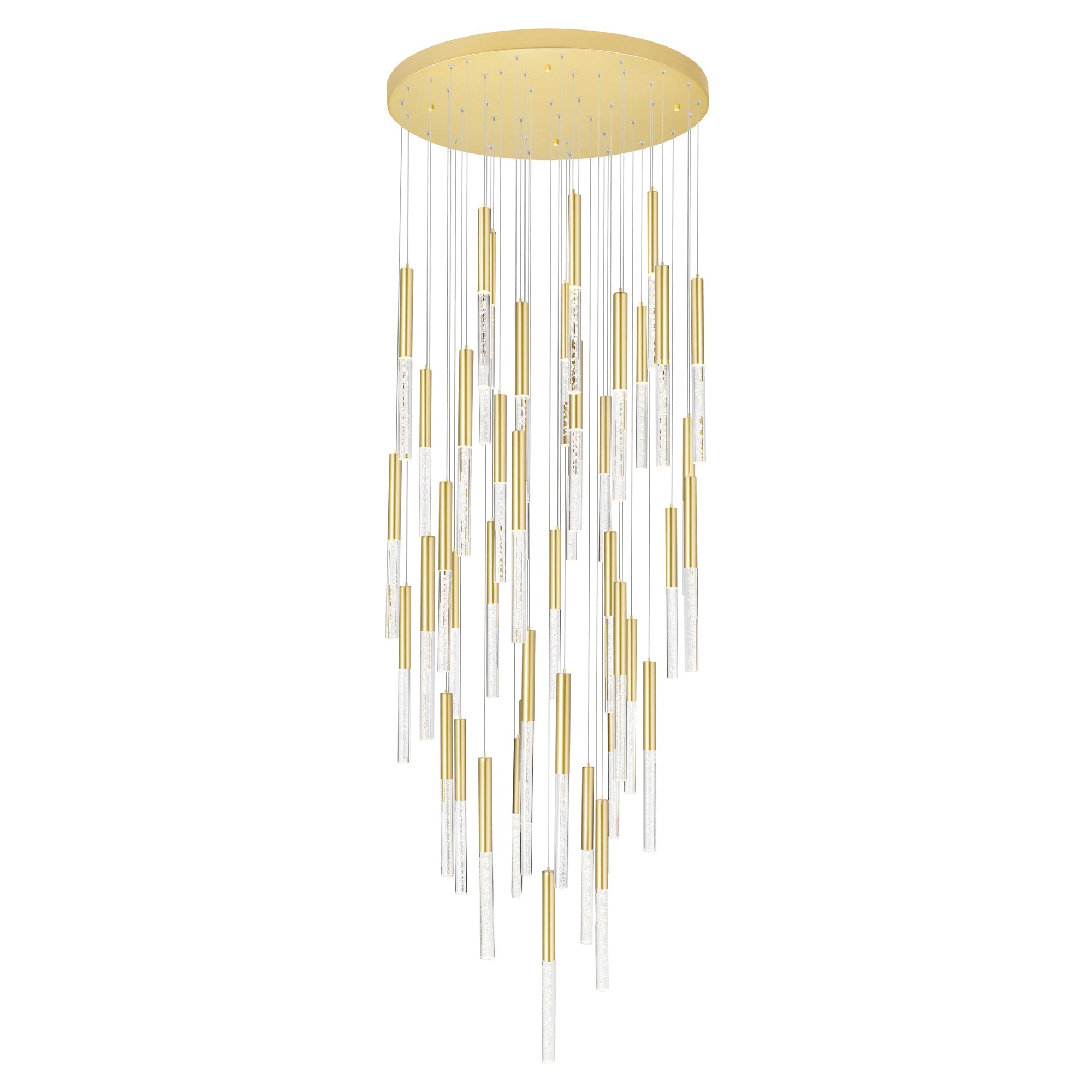 Dragonswatch Integrated LED 32in 45 Pendant Satin Gold Chandelier - CWI Lighting