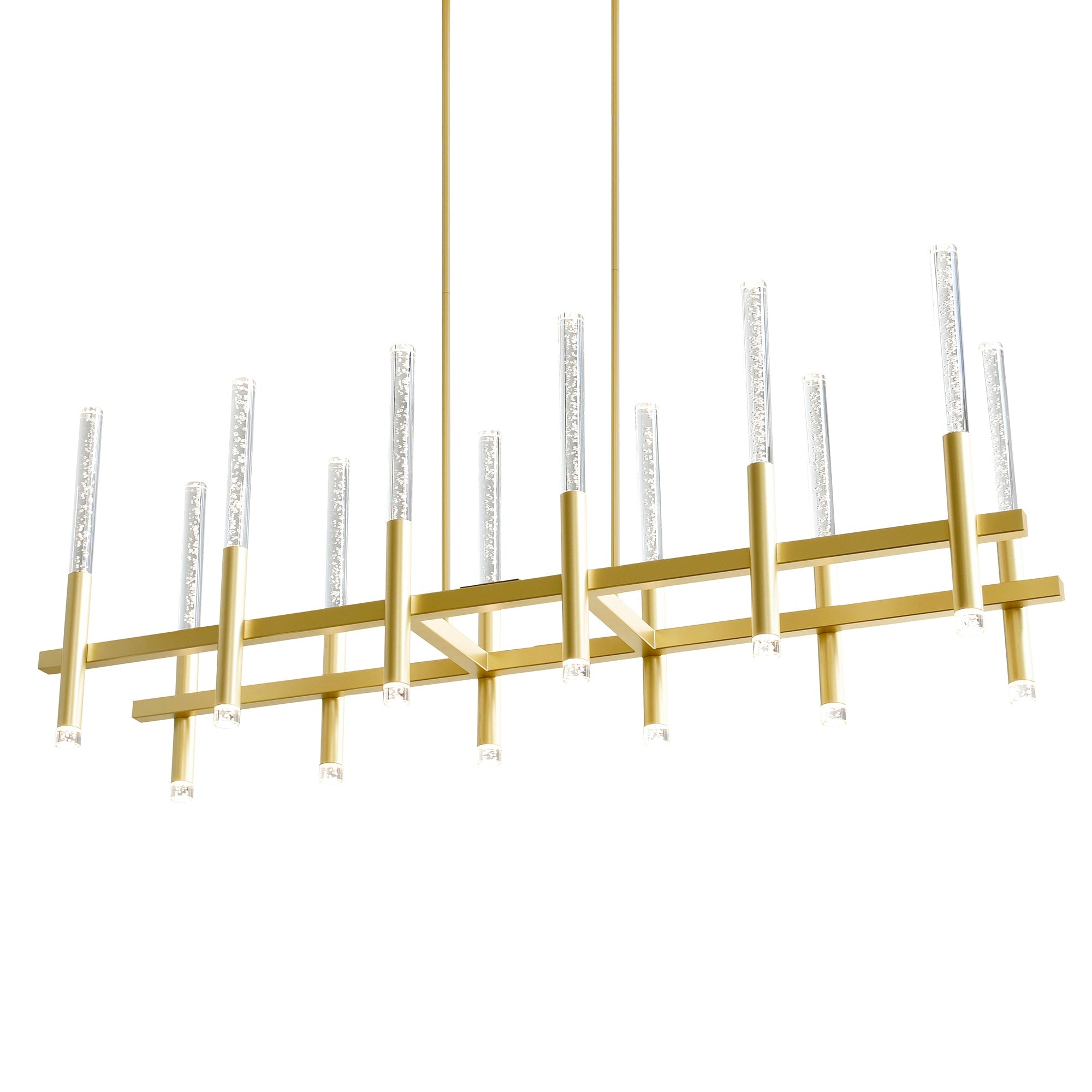 Dragonswatch Integrated LED 48in 12 Pendant Satin Gold Chandelier - CWI Lighting