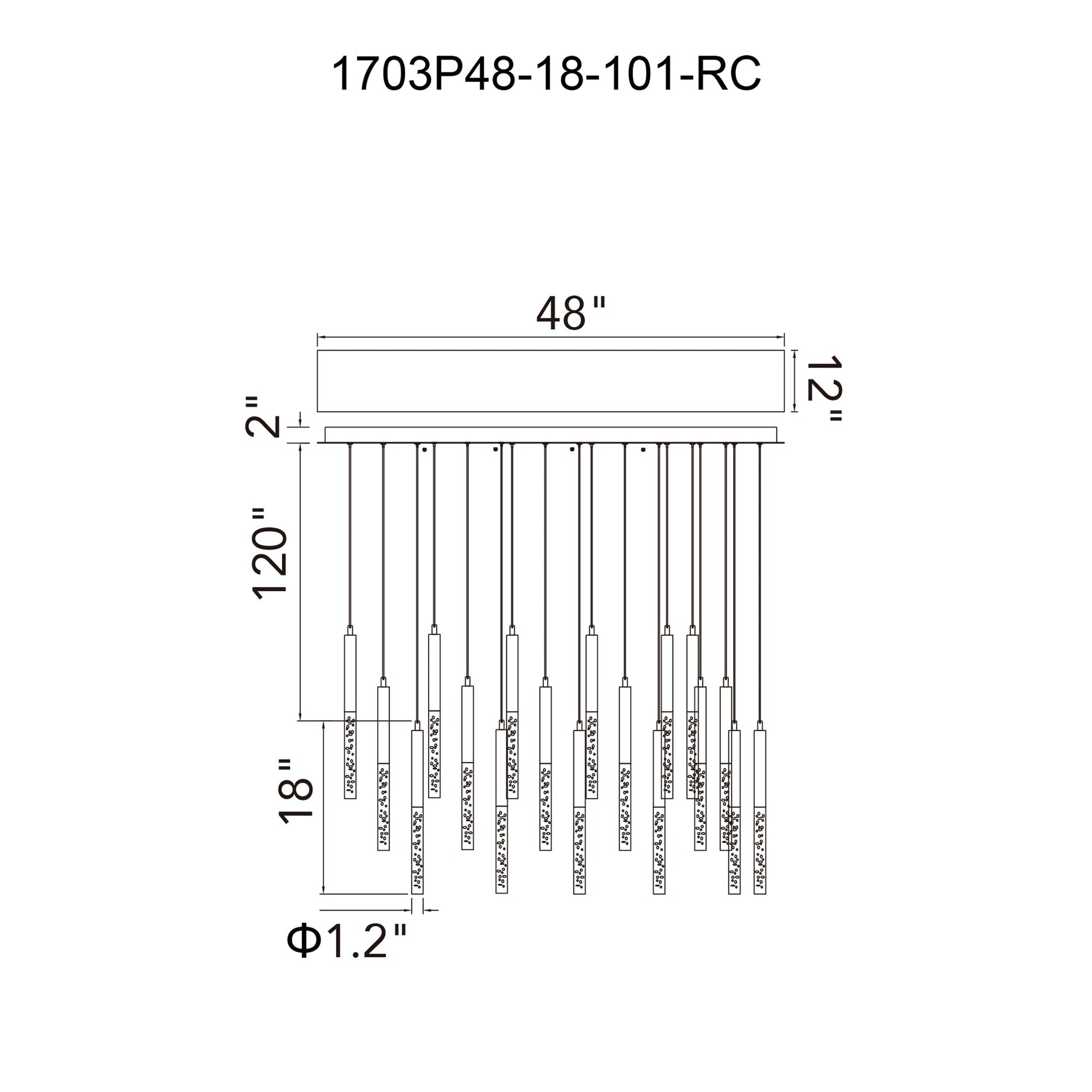 Dragonswatch Integrated LED 48in 18 Pendant Black Chandelier - CWI Lighting