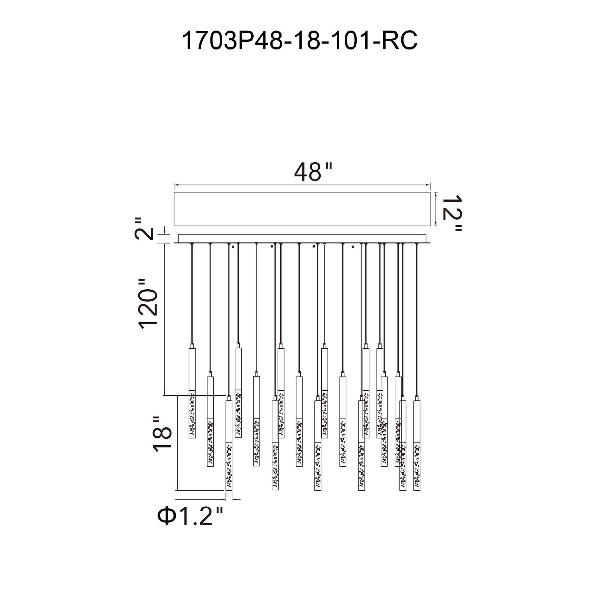 Dragonswatch Integrated LED 48in 18 Pendant Black Chandelier - CWI Lighting