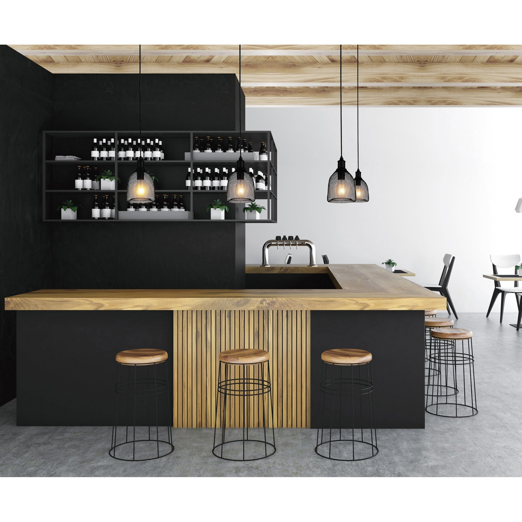 Drea 1 Light Black Down Mini Pendant - CWI Lighting