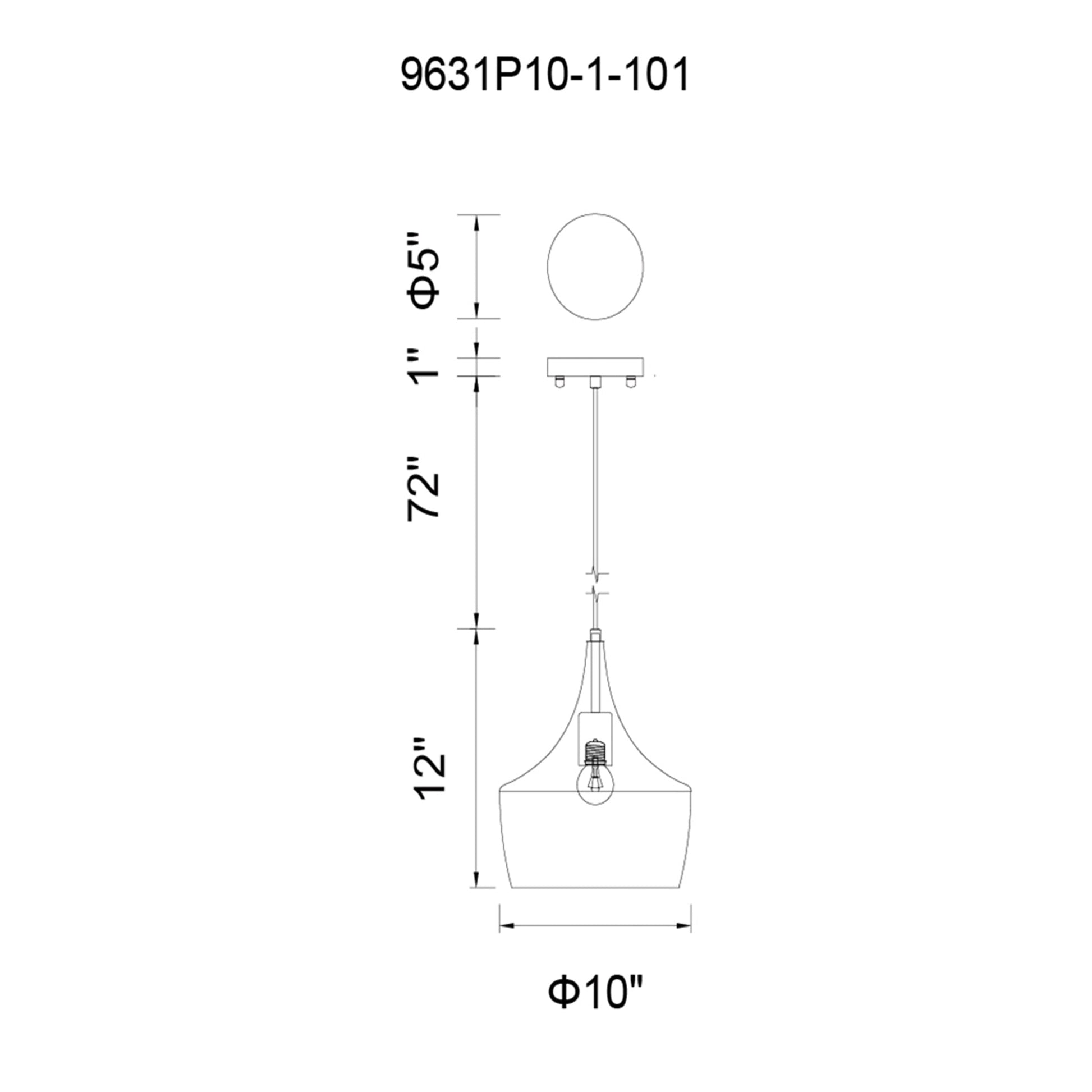 Dynamic 1 Light 10in Black Down Mini Pendant - CWI Lighting
