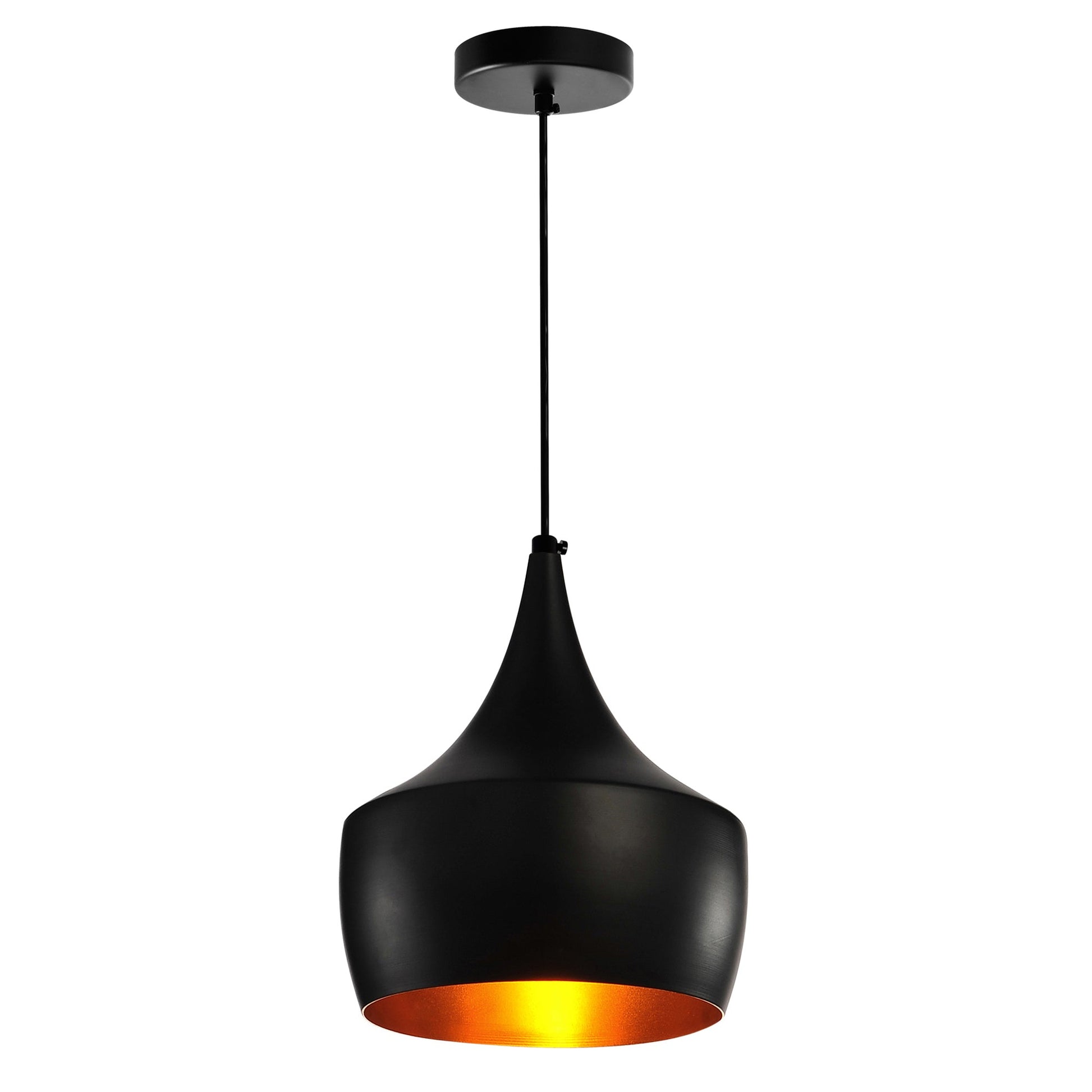 Dynamic 1 Light 10in Black Down Mini Pendant - CWI Lighting