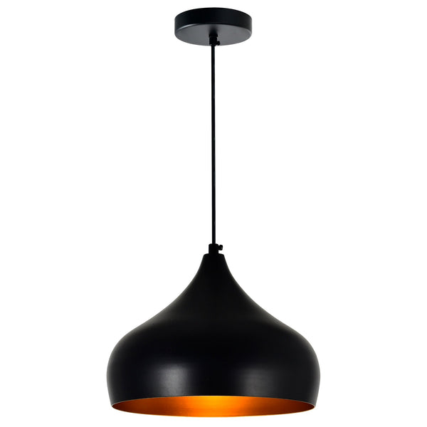 Dynamic 1 Light 13in Black Down Pendant - CWI Lighting