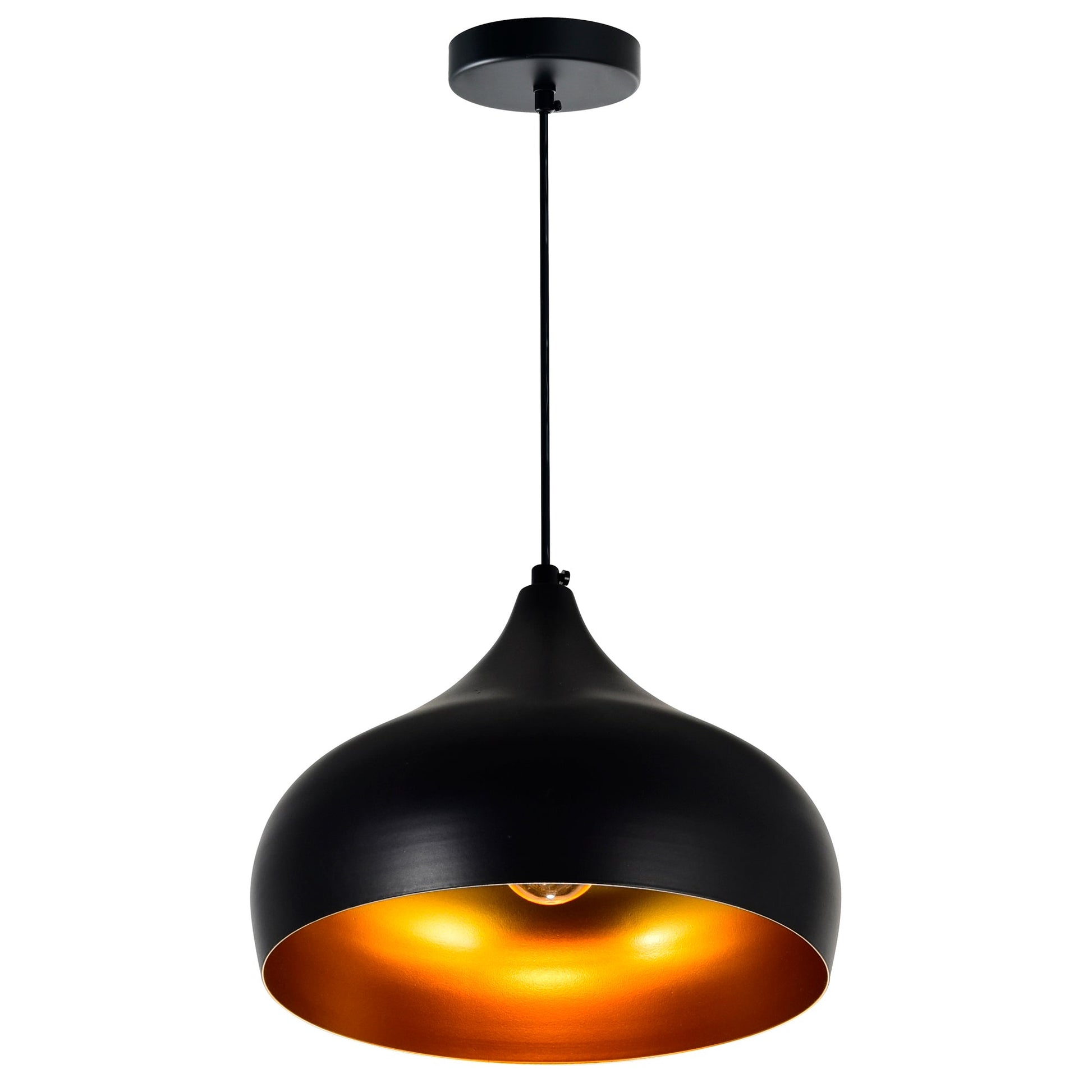Dynamic 1 Light 13in Black Down Pendant - CWI Lighting